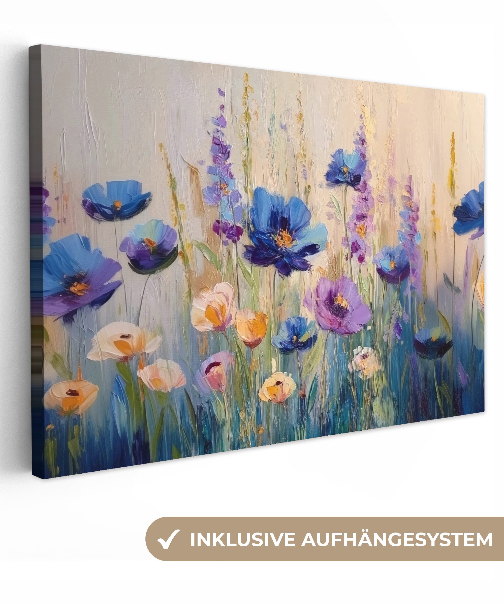 OneMillionCanvasses® Leinwandbild Sommer - Wildblumen - Pinselstriche, Foto günstig online kaufen