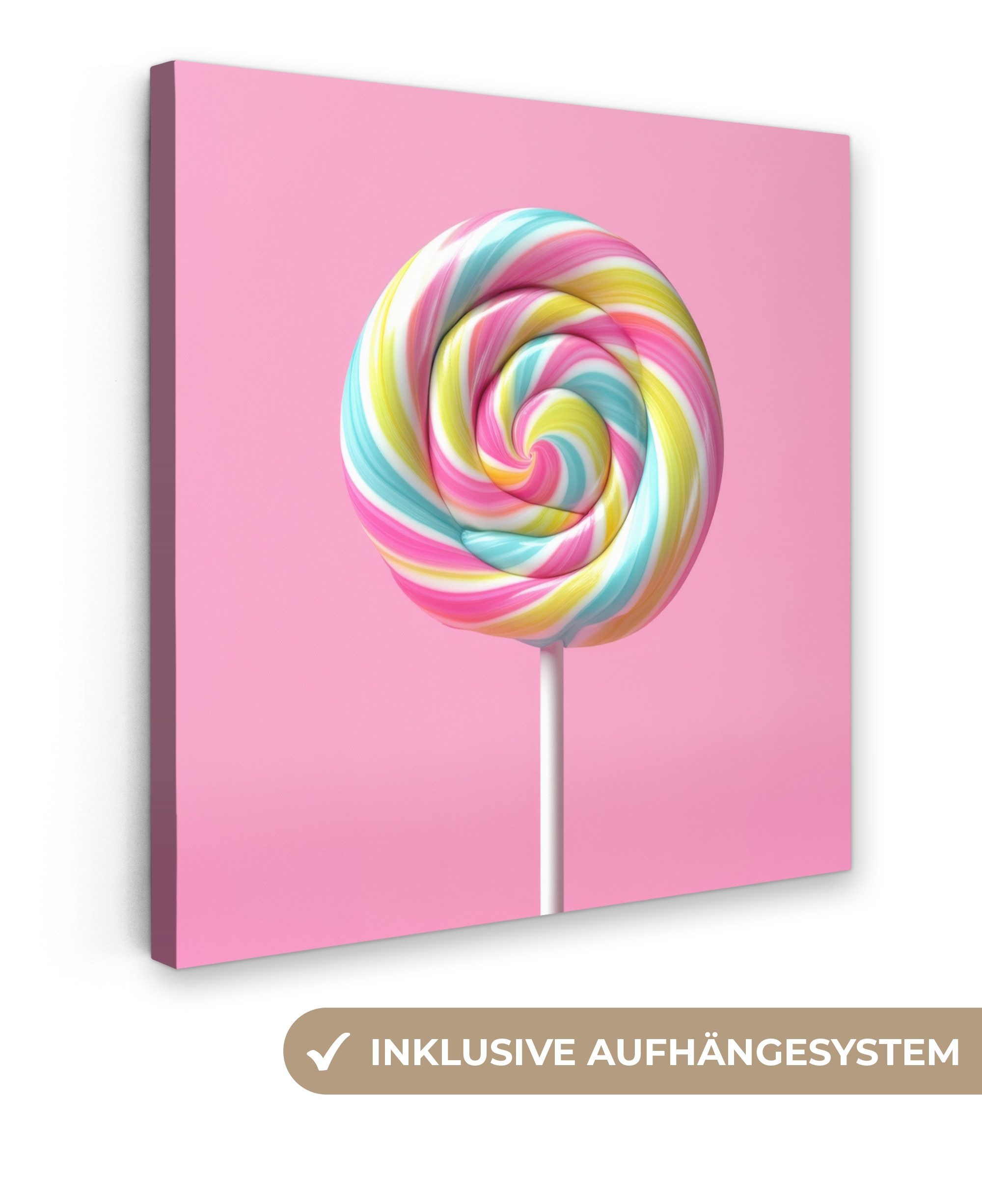 OneMillionCanvasses® Leinwandbild Lollipop - Rosa - Süßigkeit - Süß, Fotodr günstig online kaufen