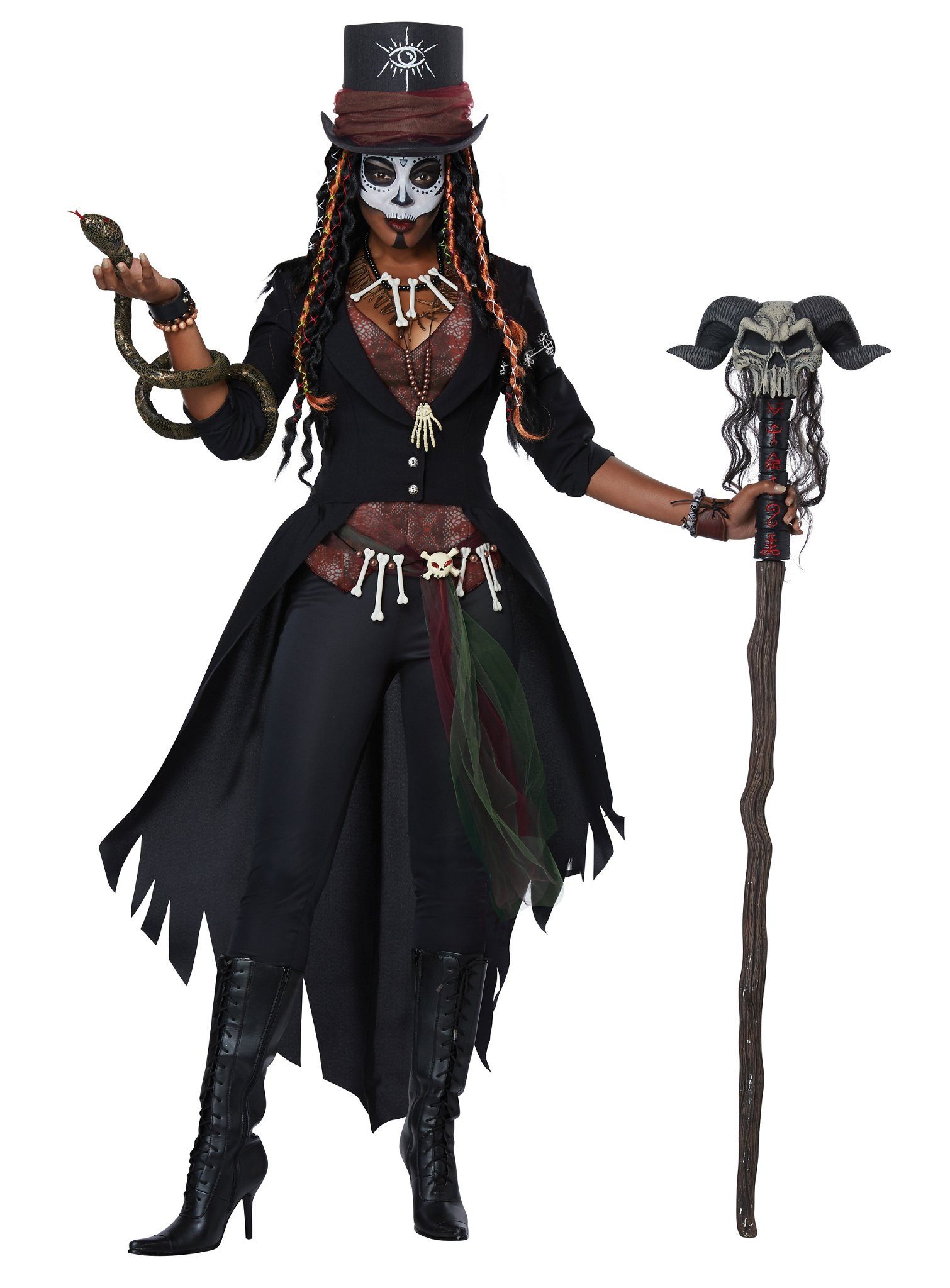 Metamorph Piraten-Kostüm Voodoo Zauberin - Horror Halloween Kostüm Damen, Magisch und makaber: überzeugendes Kostüm für die Voodoozauberin