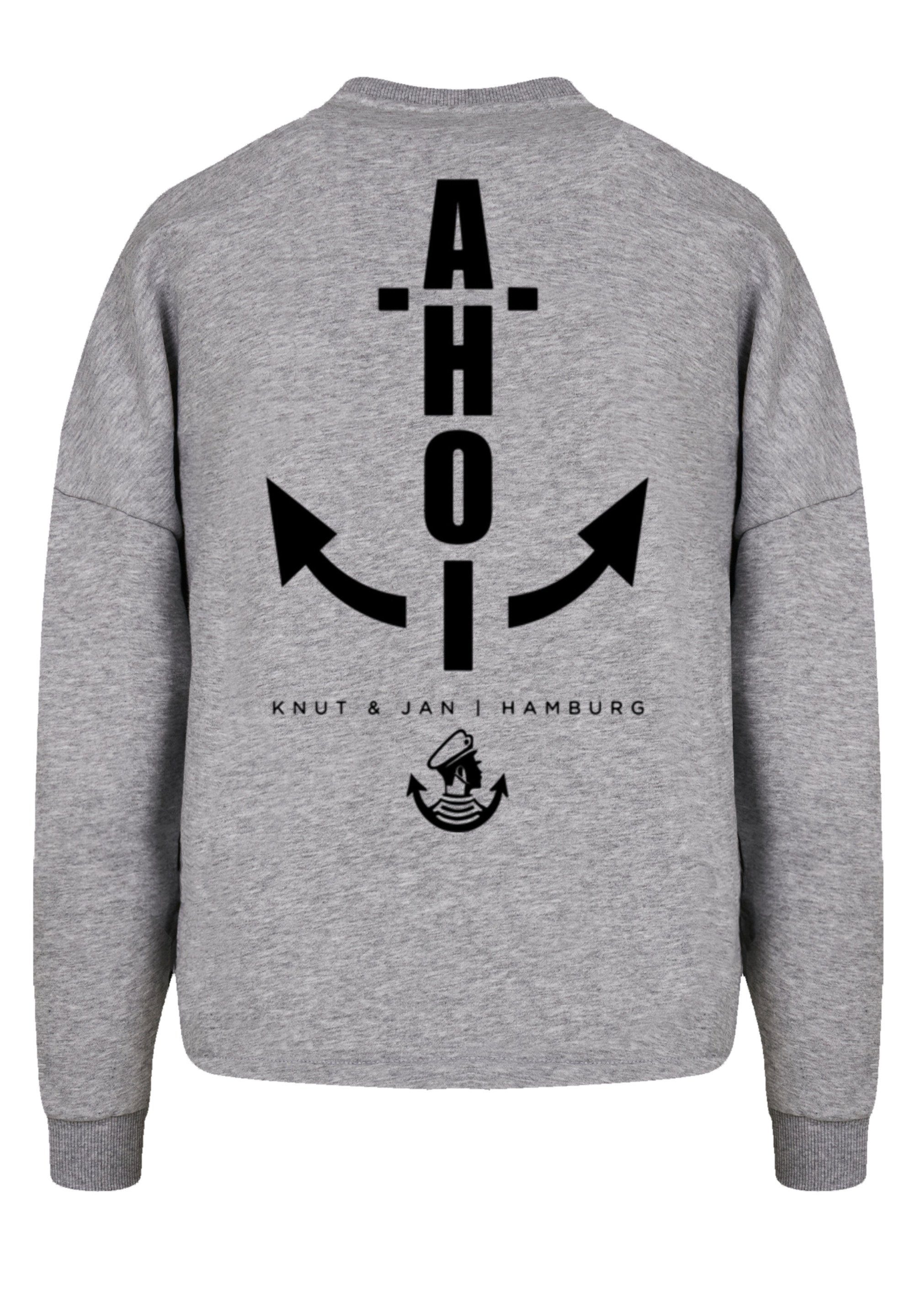 F4NT4STIC Sweatshirt Ahoi heather grey Jan Knut Print Anker Hamburg &