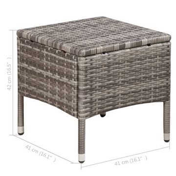 furnicato Gartenstuhl und Hocker mit Polstern Poly Rattan Grau