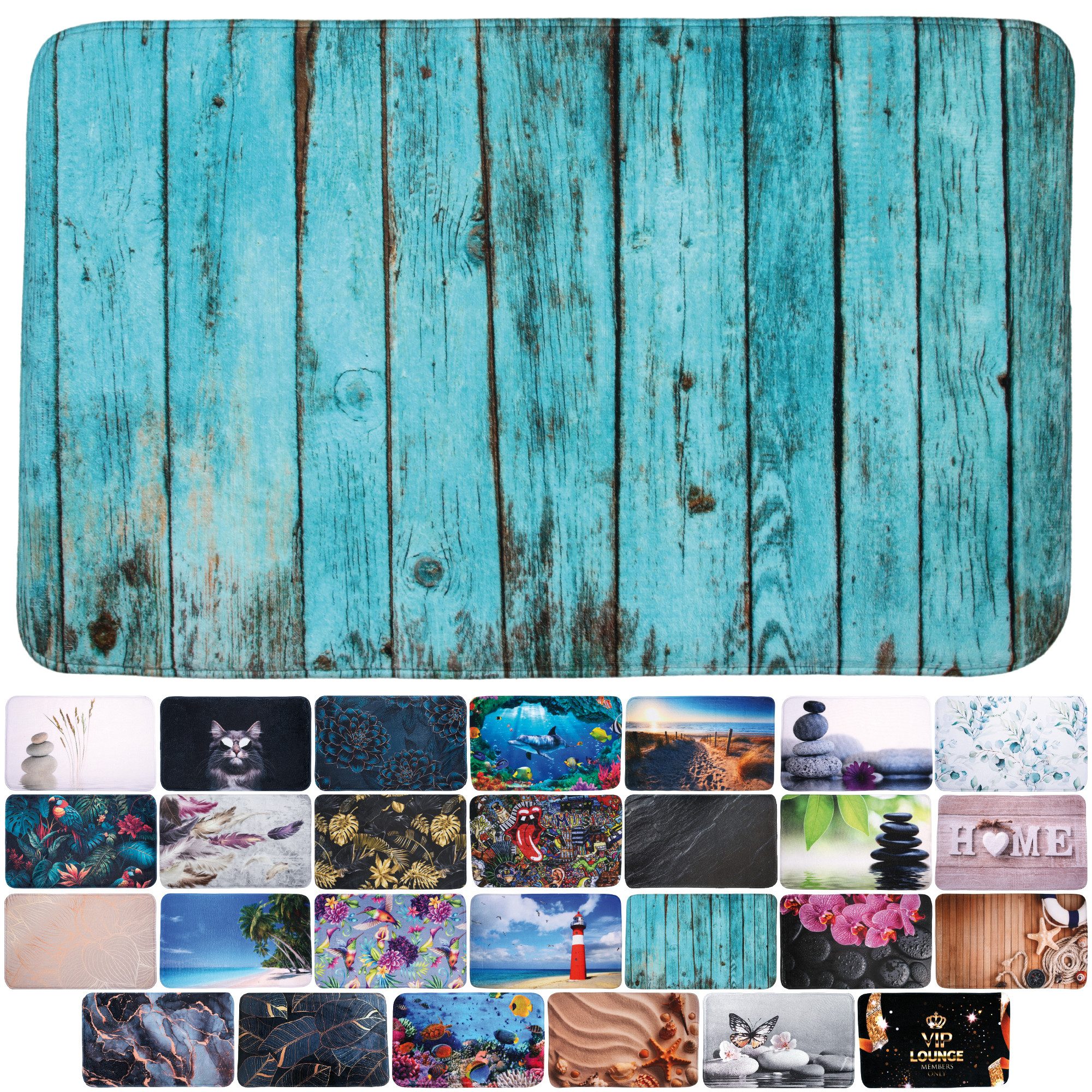 Sanilo Badematte mit Motiv, viele schöne Badteppiche zur Auswahl, Höhe 15 mm, rutschhemmend beschichtet, schnell trocknend, Polyester, rechteckig, waschbar, sehr weich, hochwertig & modern, verschiedene Größen