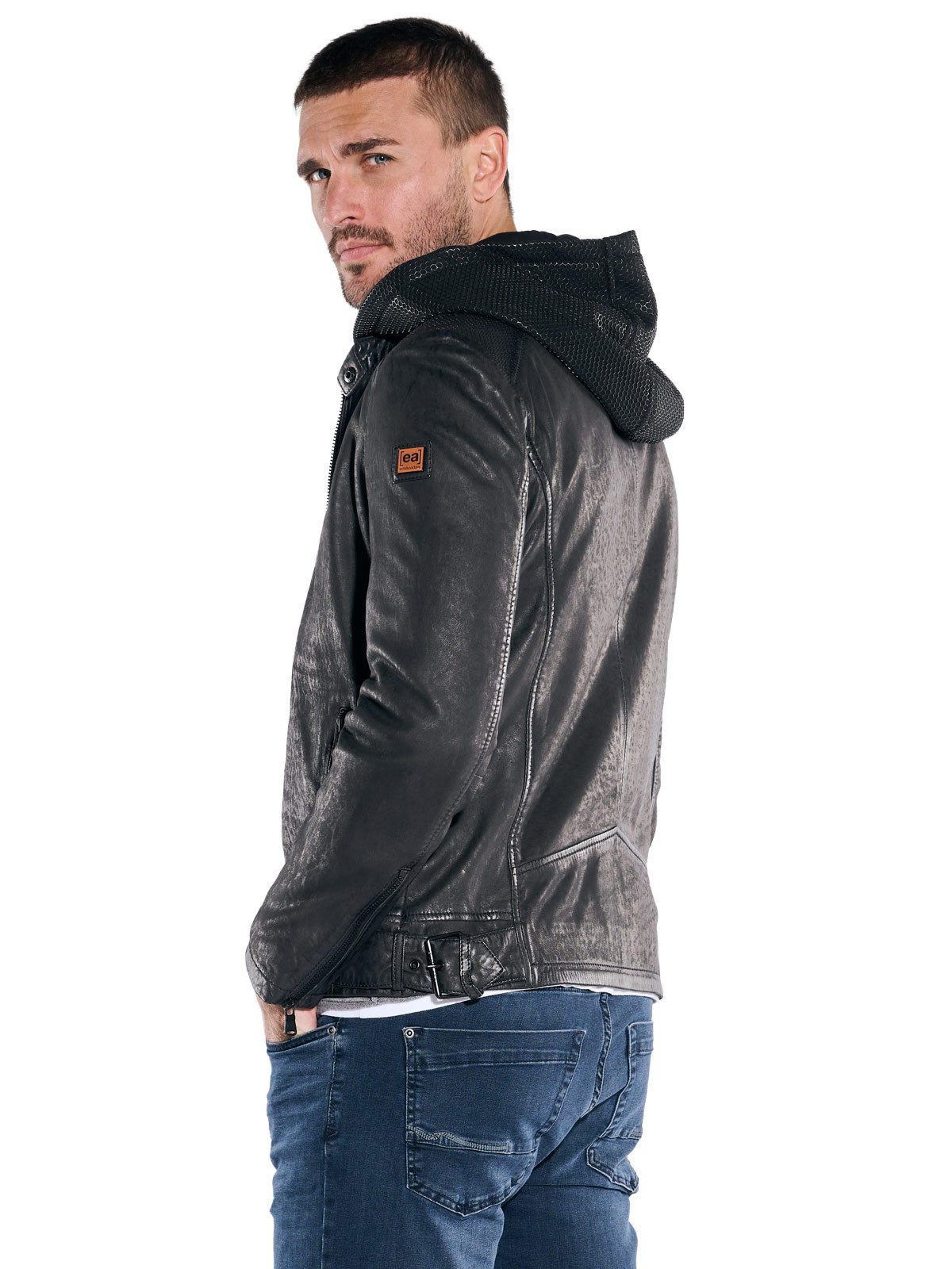 emilio adani Lederjacke emilio adani Herren Lederjacke mit abnehmbarer Kapu günstig online kaufen