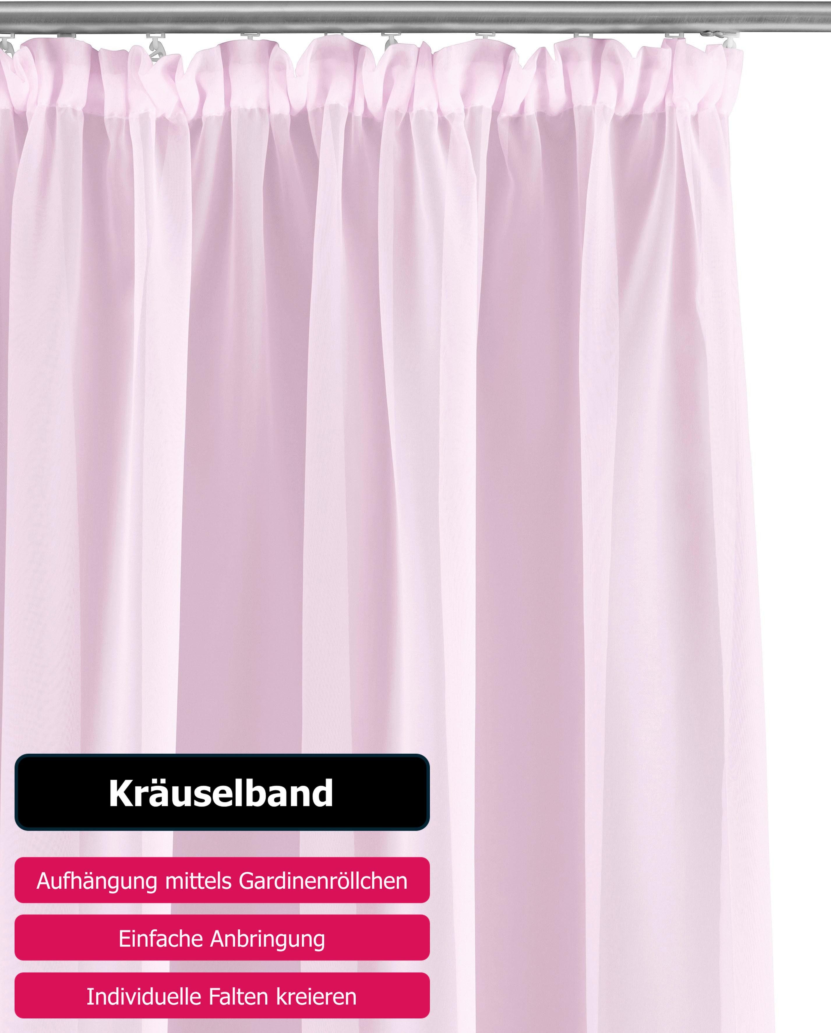 OTTO home Gardine XANA 1er- und 2er-Pack, Kräuselband, Topseller! (1 St), Kräuselband, transparent, Voile, Bestseller, einfarbig, 1 bzw. 2 Schals, pflegeleicht, – Bild 4 von 5