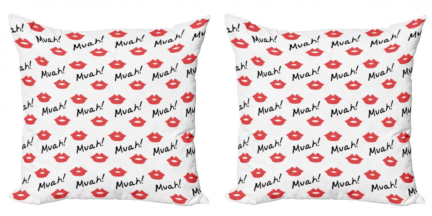 Lippen Kissenbezüge Red Modern Doppelseitiger (2 Digitaldruck, Frau Abakuhaus Romanze Stück), Kuss Accent