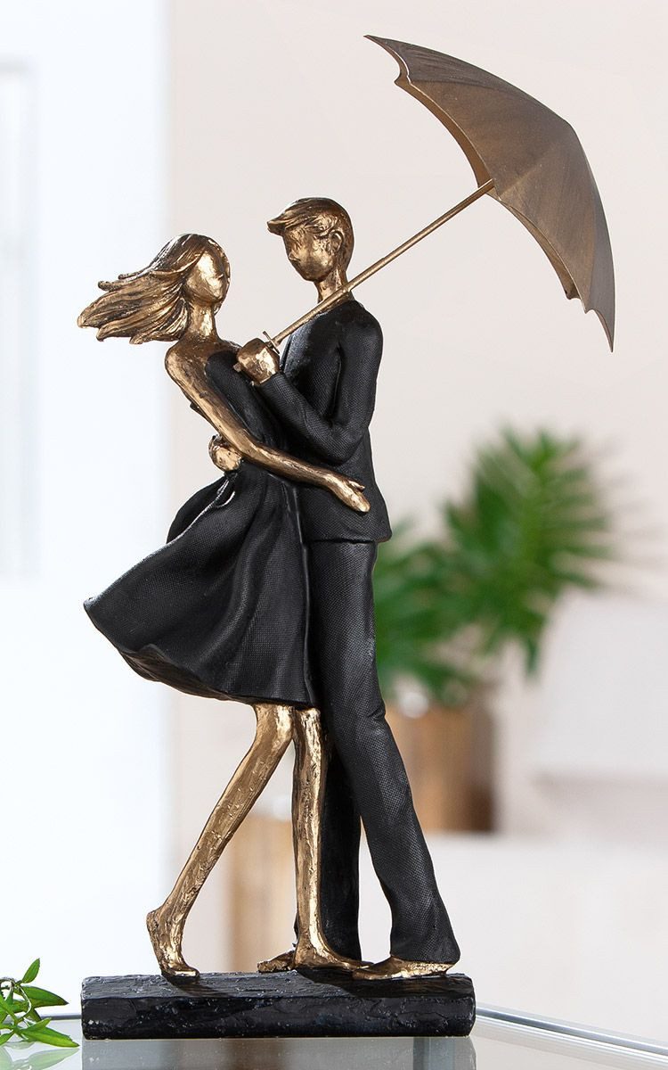 MF Skulptur Skulptur Rain mit Paar und Regenschirm in Schwarz und Gold, 36, günstig online kaufen