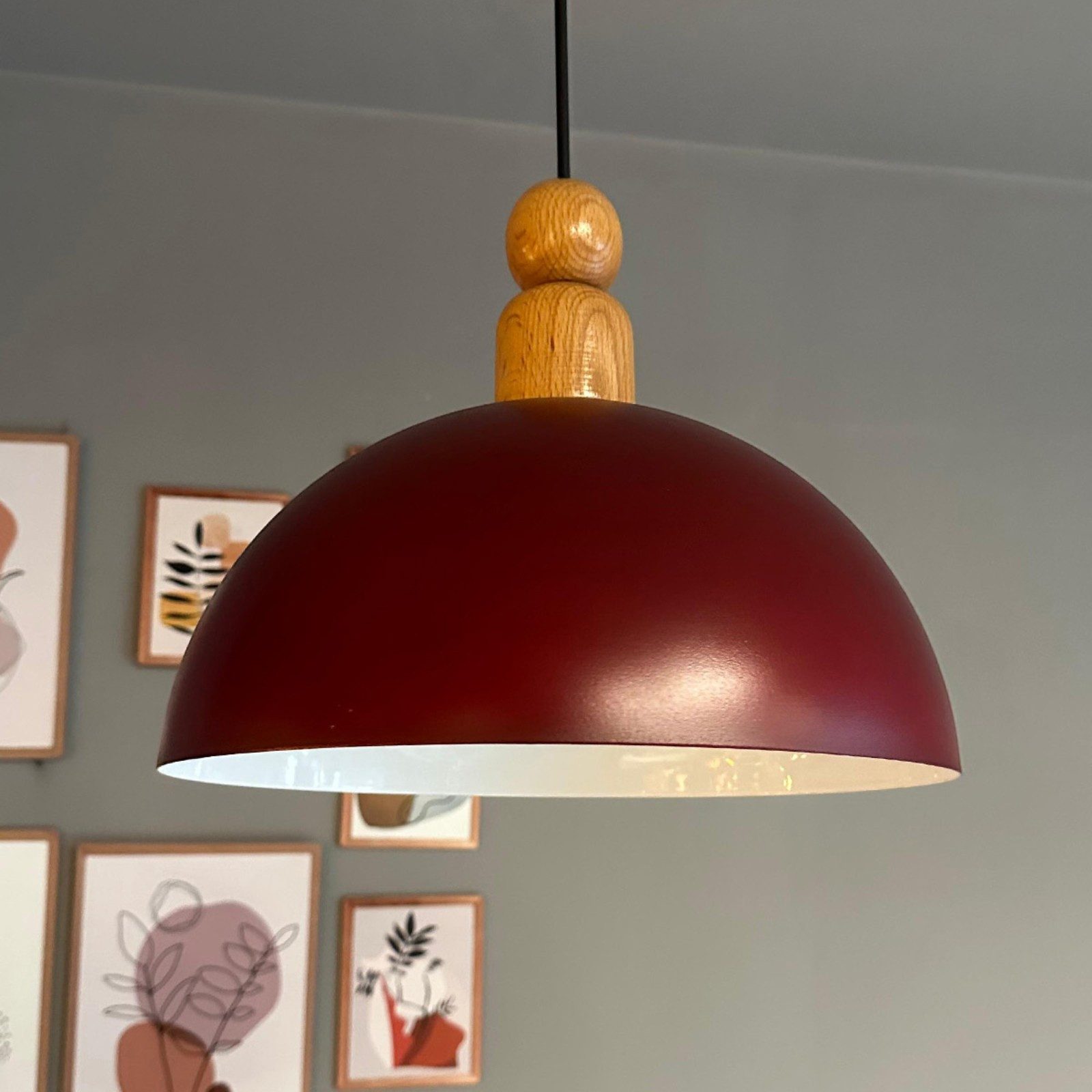 Bamyum Pendelleuchte Pendelleuchte Yimpi Wulst Holz Metall Ø30cm, Modern Hängelampe, ohne Leuchtmittel