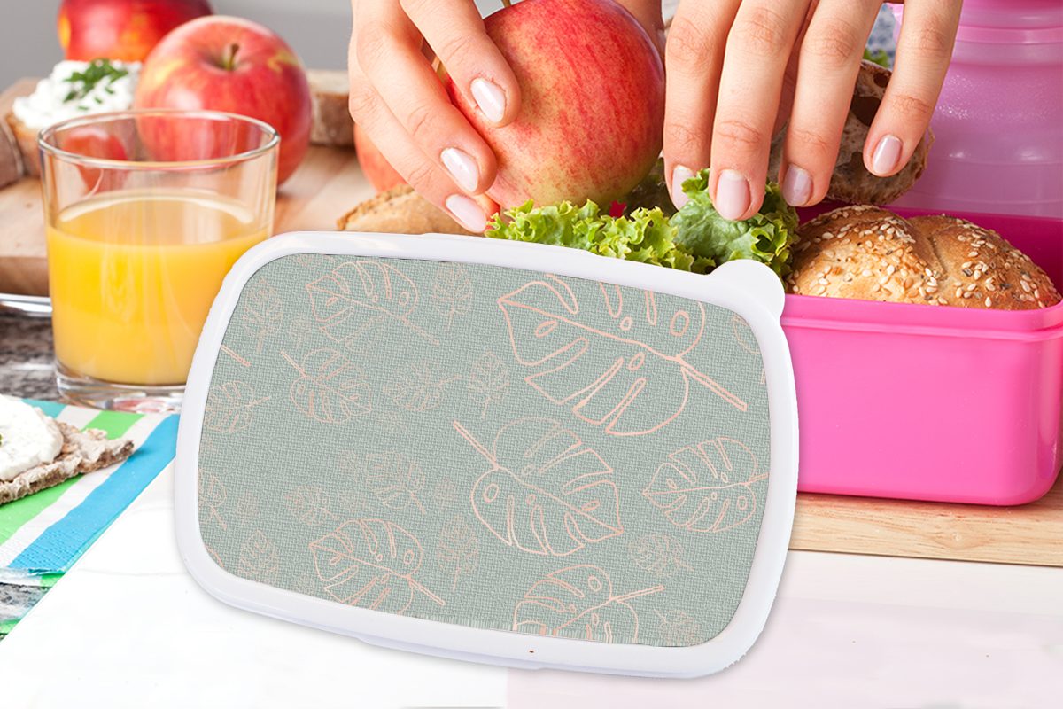 MuchoWow Lunchbox Muster Brotdose Kunststoff Rosa, Luxus für Kunststoff, Erwachsene, - (2-tlg), - Blau - Kinder, Snackbox, Mädchen, Brotbox