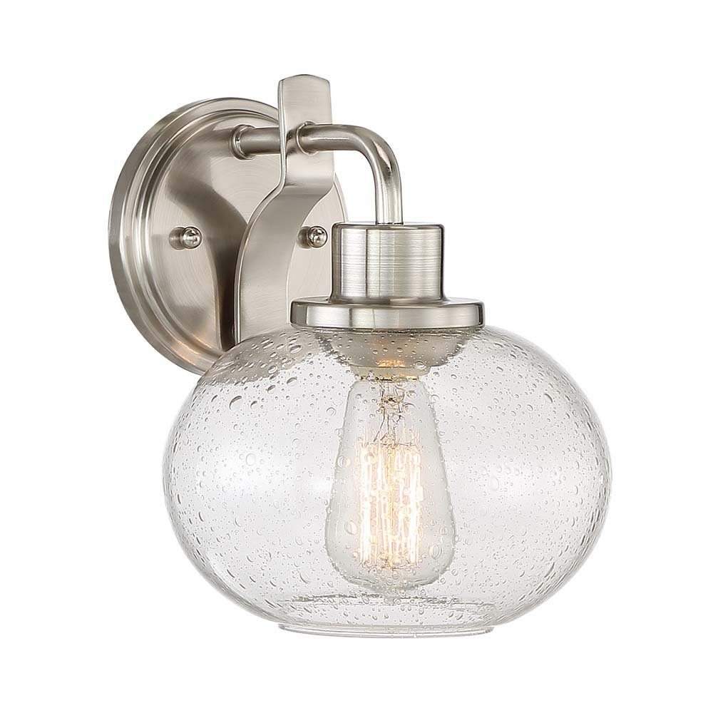 Elstead LIGHTING Wandleuchte, Leuchtmittel nicht inklusive, Wandleuchte Lampe Metall Glas Nickel Flurleuchte B 19,9 cm 1 Flammig
