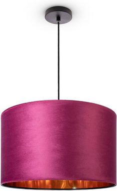 Paco Home Pendelleuchte Hugo uni Color, ohne Leuchtmittel, Wohnzimmer Lampenschirm aus Velour Unifarben Deko E27 Kabel 1,5m