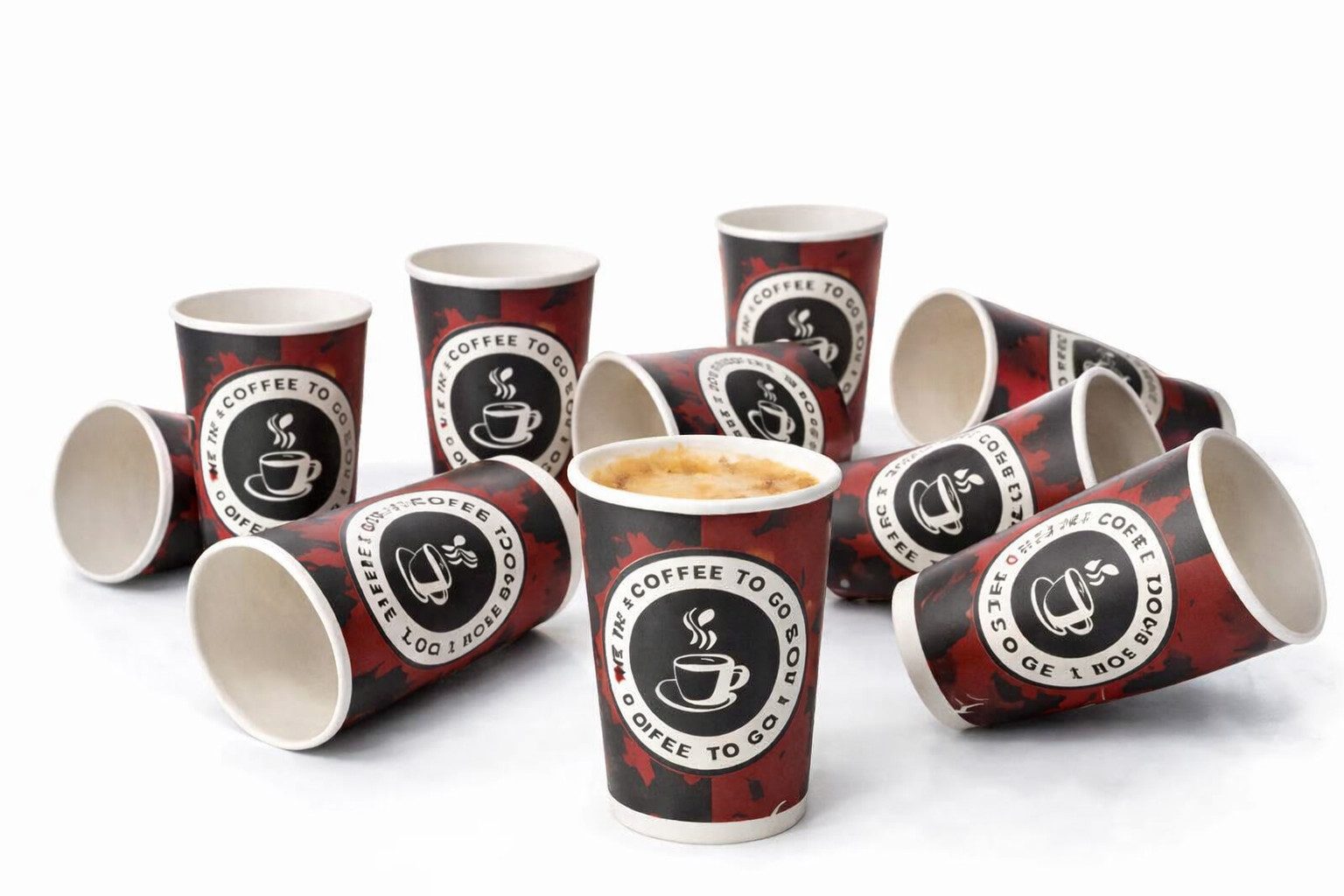 PACKEO Coffee-to-go-Becher Kaffeebecher To Go 200 ml (8 oz), Pappbecher für Heißgetränke, 200-tlg., Braun/Schwarz – Bild 4 von 4