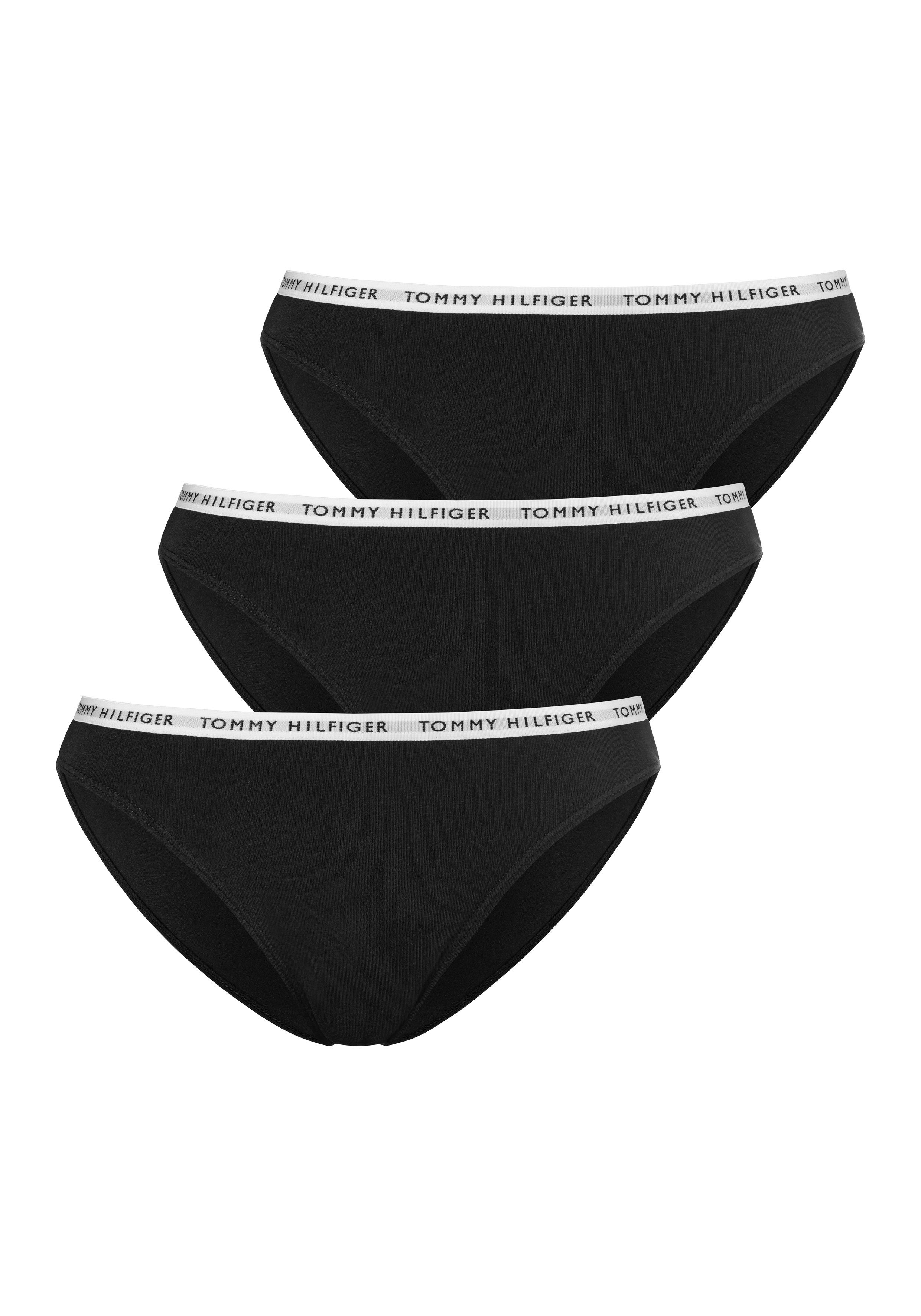 Logobündchen mit Underwear Hilfiger schwarz Bikinislip Tommy schmalem (3-St)