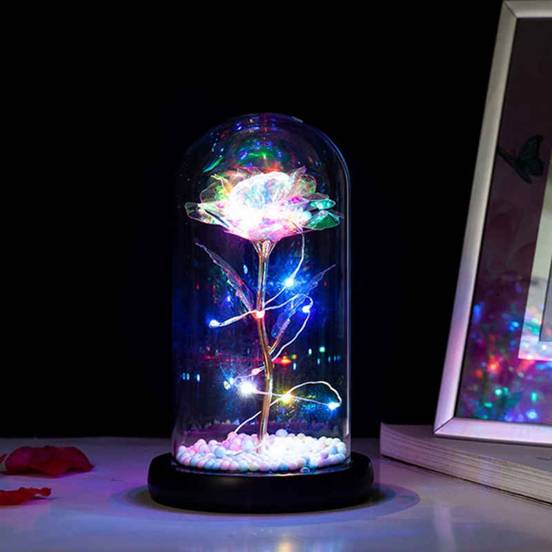 Kunstblume »Konservierte Rose mit LED-Licht und Glasabdeckung«, MAGICSHE