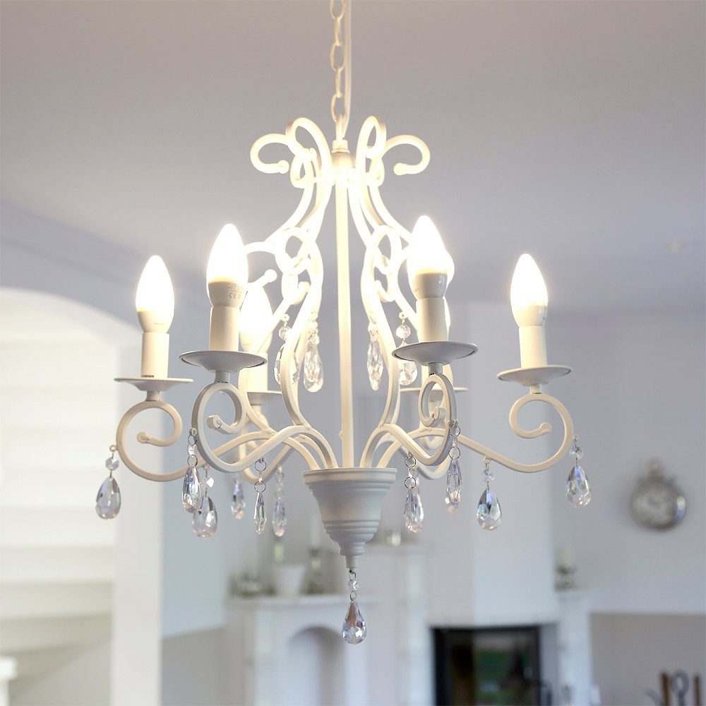 Grafelstein Kronleuchter Kronleuchter SOUTHAMPTON weiß mit Kristallen 6-arm günstig online kaufen