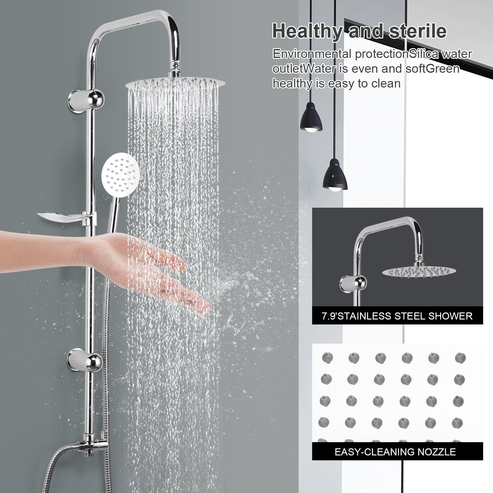 Duschsystem BlingBin mit wassersparend, Seifenlösungsbox 1-tlg), set Duschbrause Strahlarten, 2 (set, Regendusche, Duschen