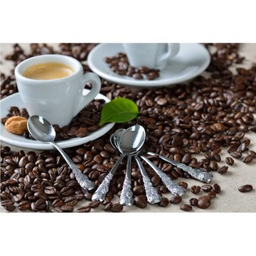 GRÄWE Espressolöffel GRÄWE 6 Stück Espressolöffel Edelstahl, Rosendekor