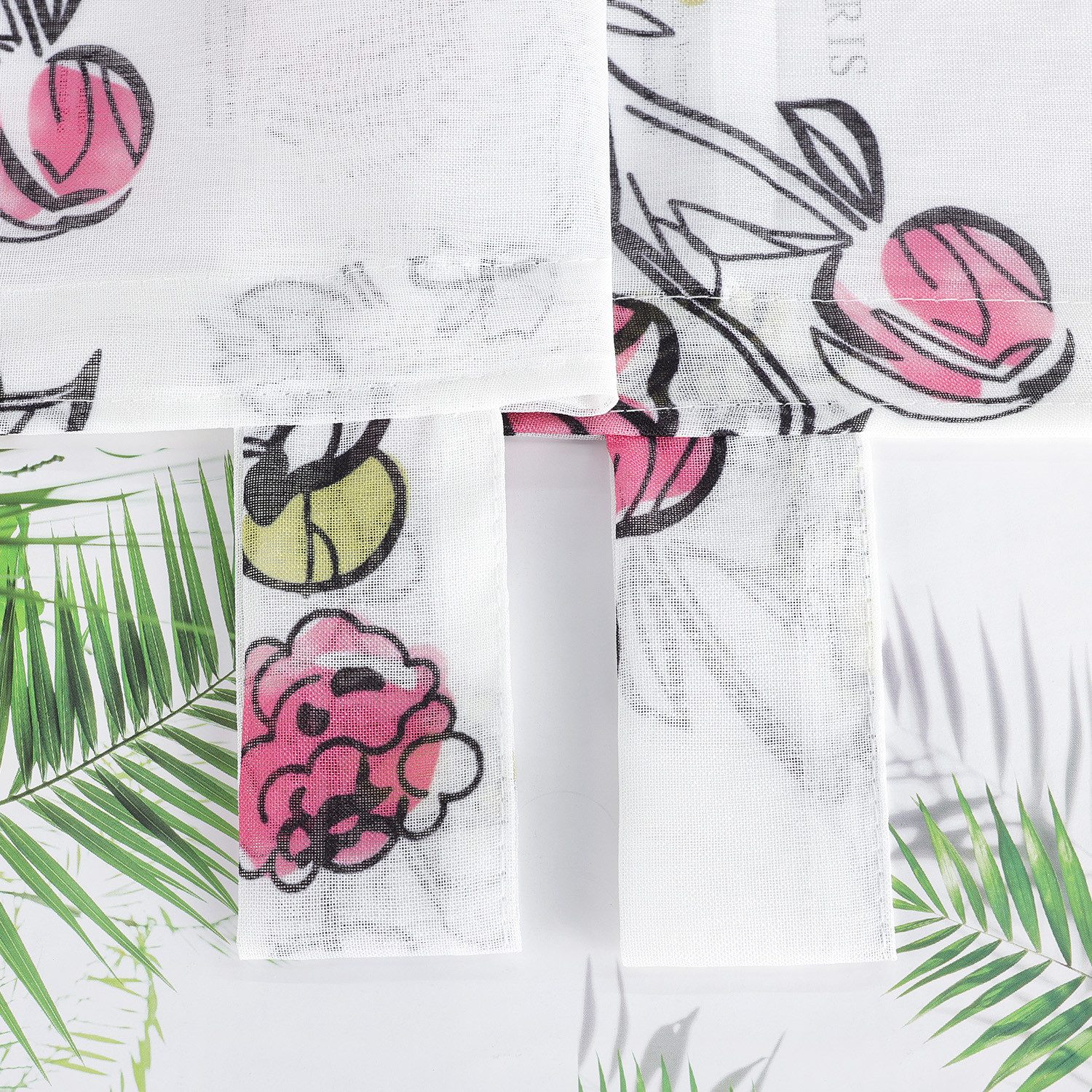 Joyswahl Raffrollo Mori Aesthetic, mit Schlaufen, mit zarten rosa Petunienmuster, Leinenoptik