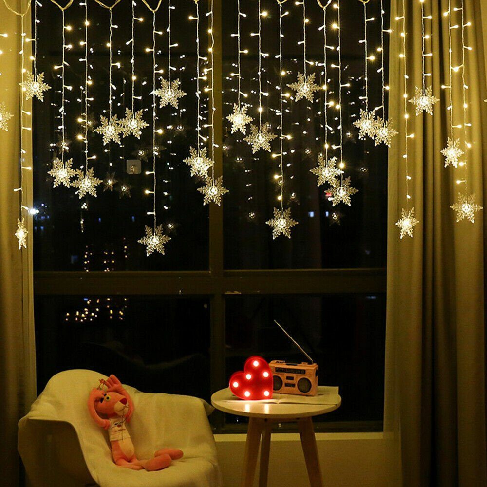 Warmweiß Lichterkette Dekorative wasserdicht, Weihnachts-LED-Lichterketten, dekoratives Schneeflocken-Licht, Licht