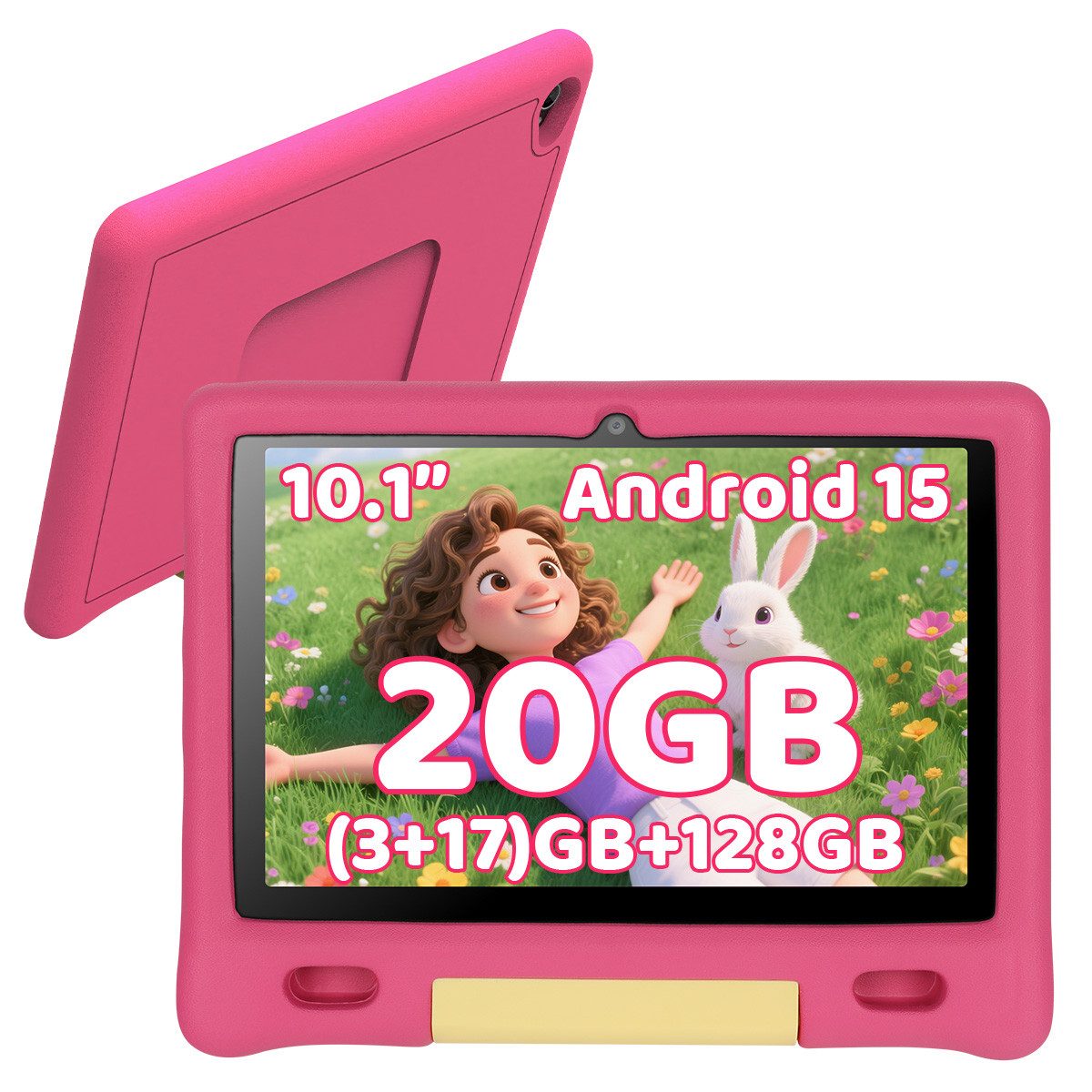 BUFO 10,1 Zoll Android 15 Octa Core 128 GB HD IPS Elternkontrolle Kinder Tablet (10,1", 128 GB, Android, WiFi 6, Kindersicherung, WiFi 6 BT 5.3, mit Kindersicheres Gehäuse)