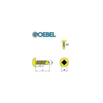 GOEBEL GmbH Bohrschraube 4180142130, (1000x Linsenkopf Innenvierkant (SQ) 4,2 x 13,0 mm Stahl verzinkt, 1000 St., DIN7504SQ Werksnorm Profi-Industrie-Qualität), Selbstbohrende Schraube Selbstschneidende Bohrschrauben