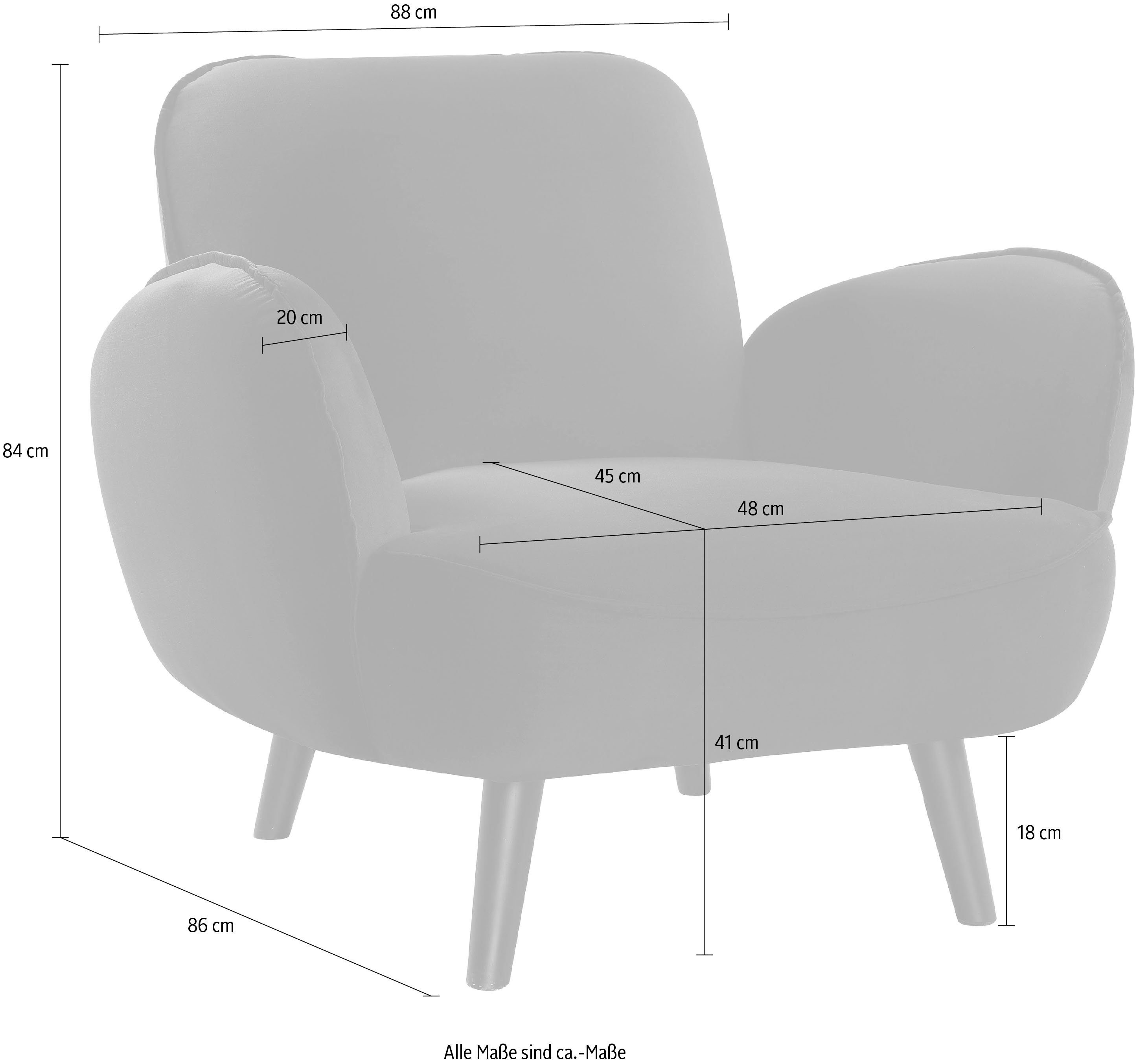 ATLANTIC home collection Sessel Ben, mit Wellenunterfederung, Massivholzfüße, frei im Raum stellbar
