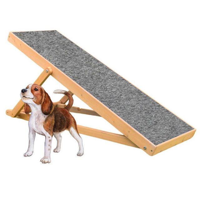 Coemo Hunderampe, Bello höhenverstellbare Aufstiegshilfe für Haustiere Holz Hundeleiter