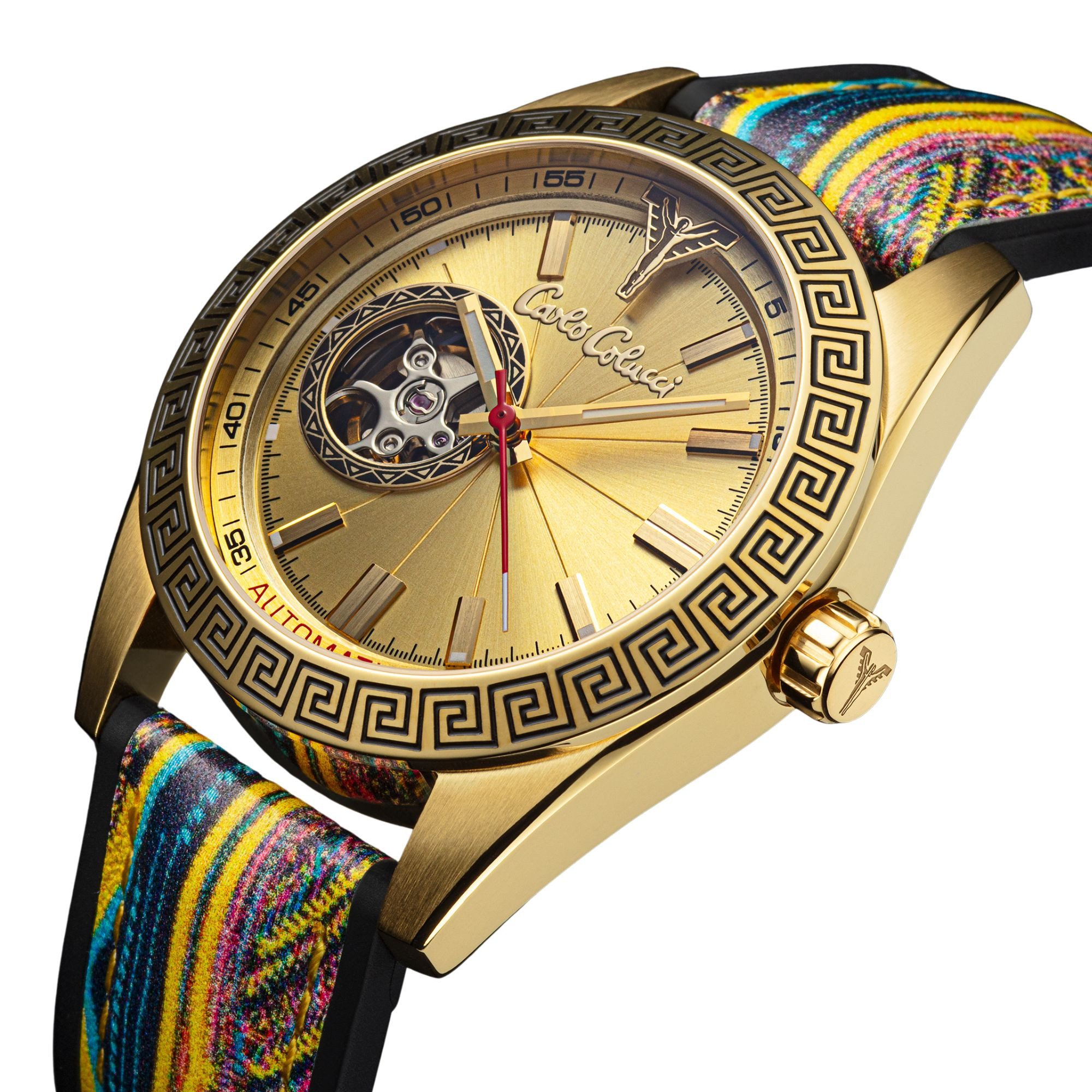 CARLO COLUCCI Automatikuhr CC303-2, Armbanduhr, Herrenuhr, Mechanische Uhr, Silikonarmband, analog