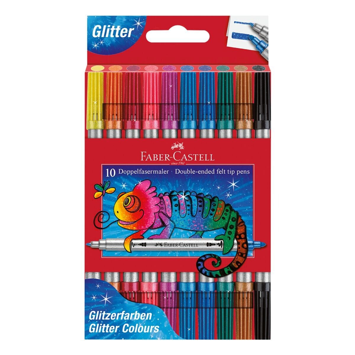 Faber-Castell Buntstift Faber-Castell Doppelfasermaler Glitzer 10er Set Kartonetui