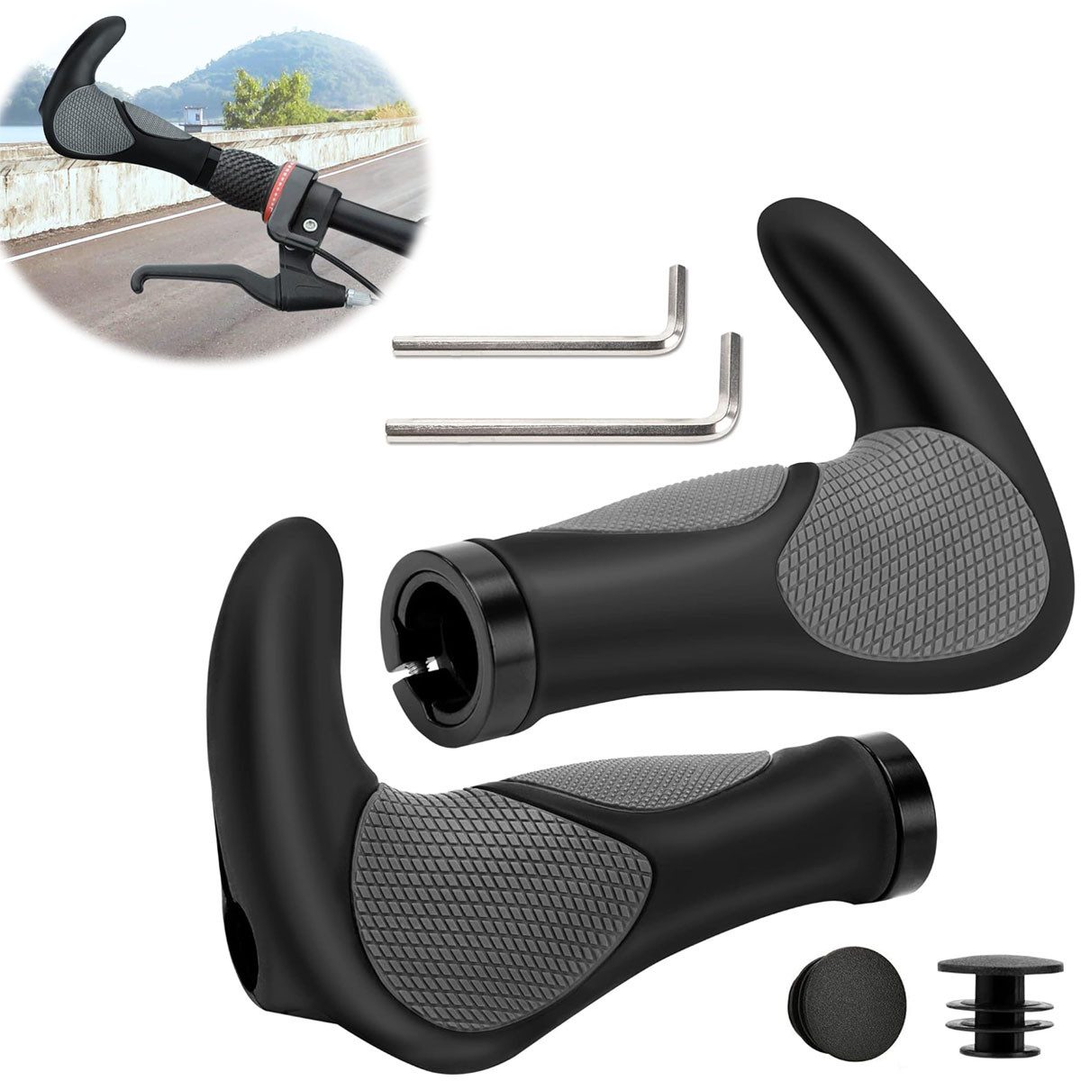 SURFOU Fahrradlenkergriff fahrradgriffe mtb griffe fahrradlenker fahrradgriffe ergonomisch (fahrrad zubehör, lenkergriffe, Ein Paar Fahrradlenkerabdeckungen)