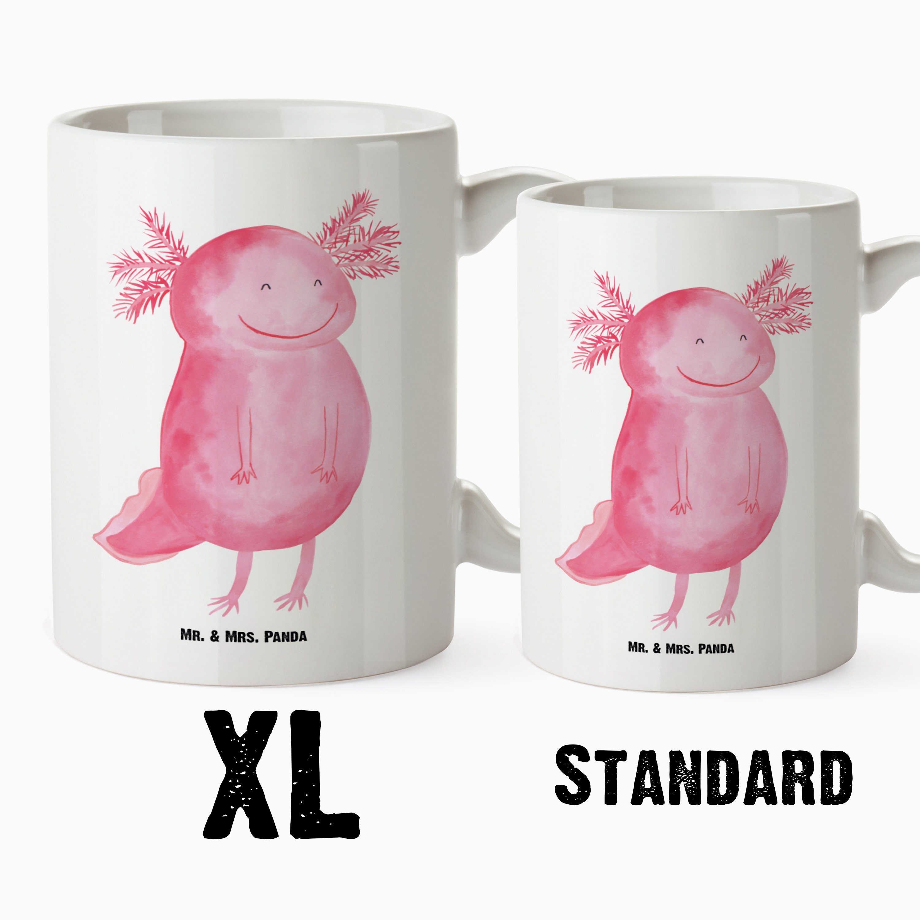 Axolotl Groß, glücklich Molch, & T, Große - gute Tasse Laune, Panda Tasse Keramik Mrs. Mr. - XL Weiß Geschenk,