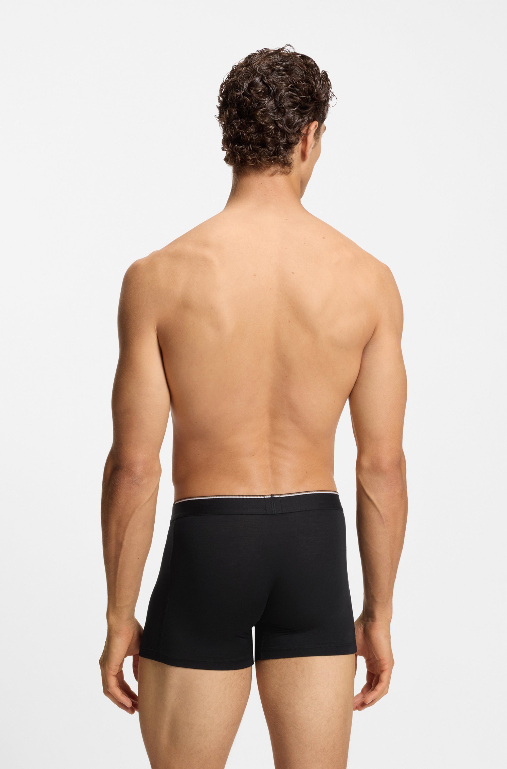 BOSS Boxer Boxer Brief 3P Bamboo (Packung, 3-St) mit Logoschriftzug auf dem Bund