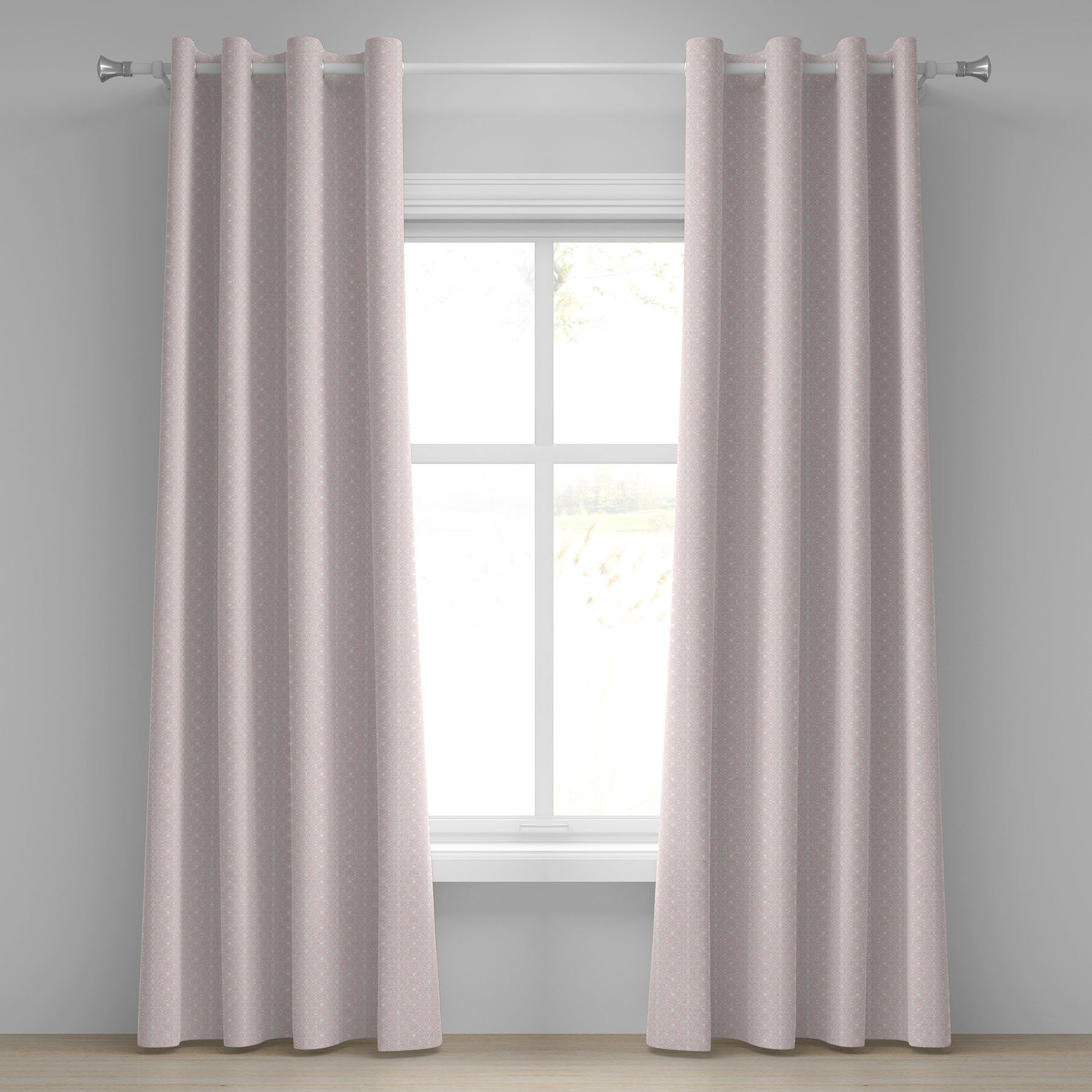 Gardine Dekorative 2-Panel-Fenstervorhänge für Schlafzimmer Wohnzimmer, Abakuhaus, Pink und Weiß Victorian Girly