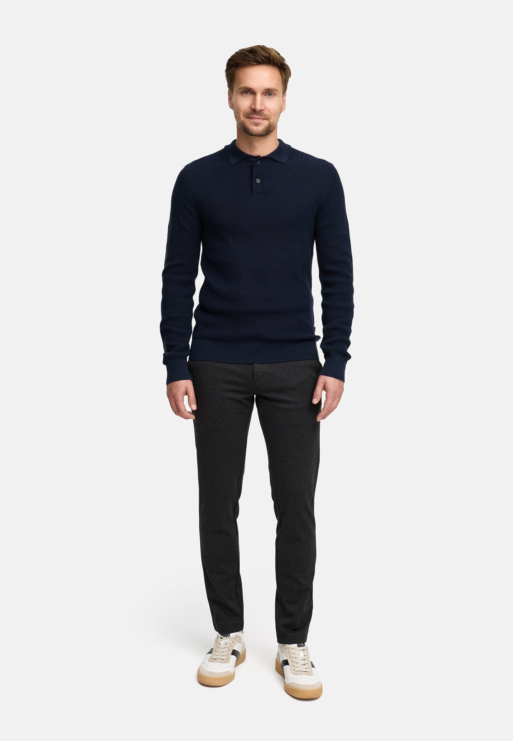 Jeff Strickpullover Herren JFTristan polo Pullover Herrenpullover mit Polokragen und Knopfleiste