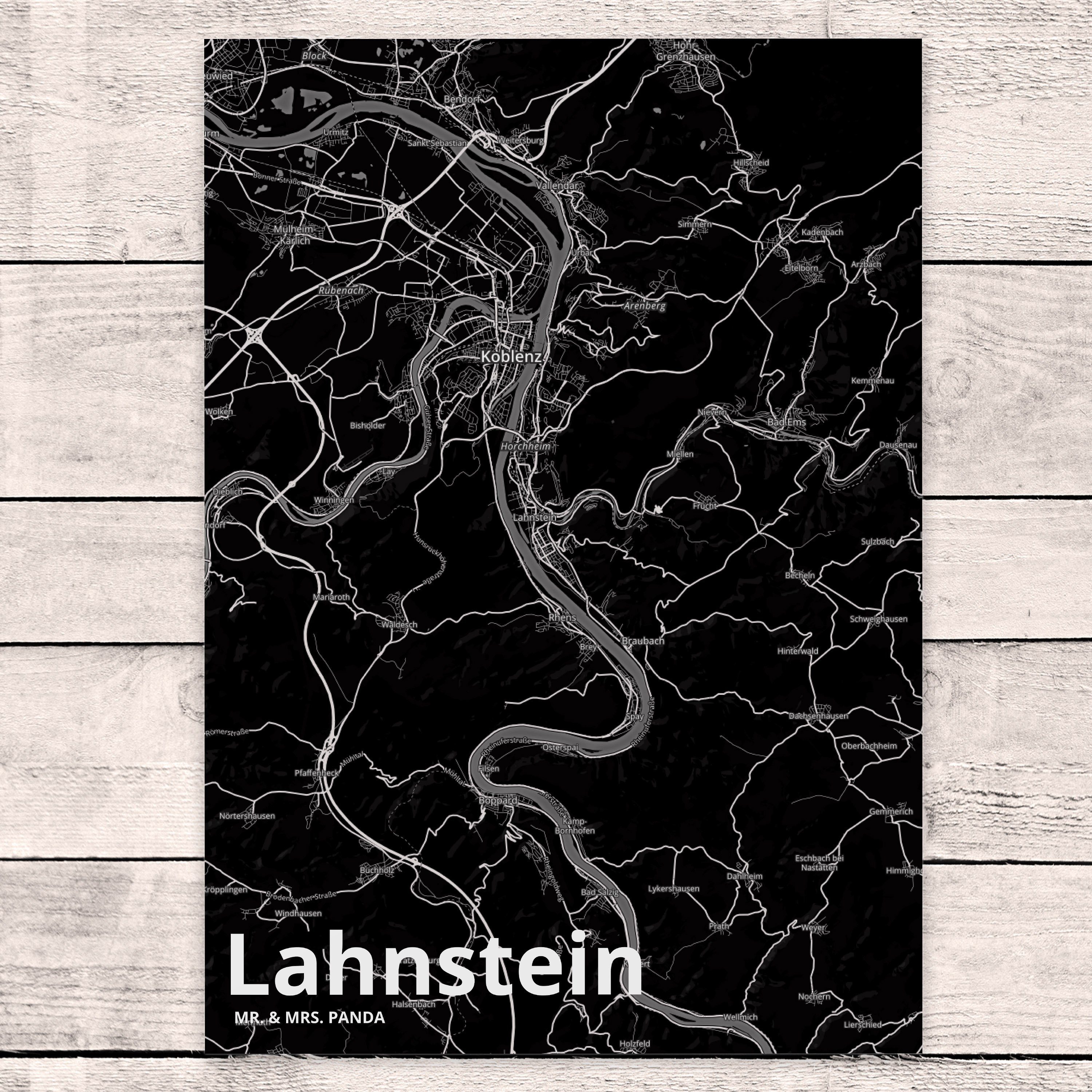 Ma Stadt - Ort, Lahnstein Mr. Panda & Landkarte Dorf Dorf, Karte Geschenk, Stadt, Postkarte Mrs.
