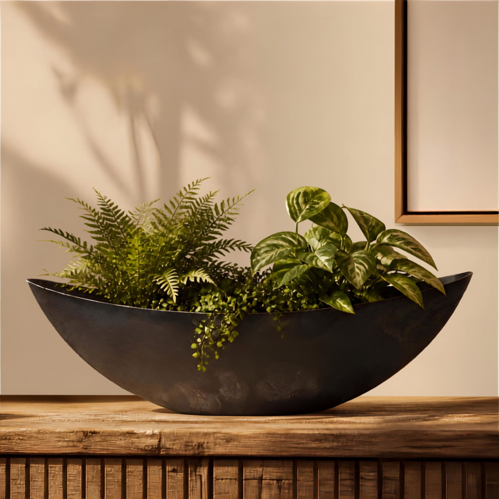 matches21 HOME & HOBBY Blumentopf Große Pflanzschale oval 66 cm für draussen Dekoschale schwarz (1 St), Blumen-Schale als wetterfeste Friedhof-Schale Grab-Schmu – Bild 5 von 5
