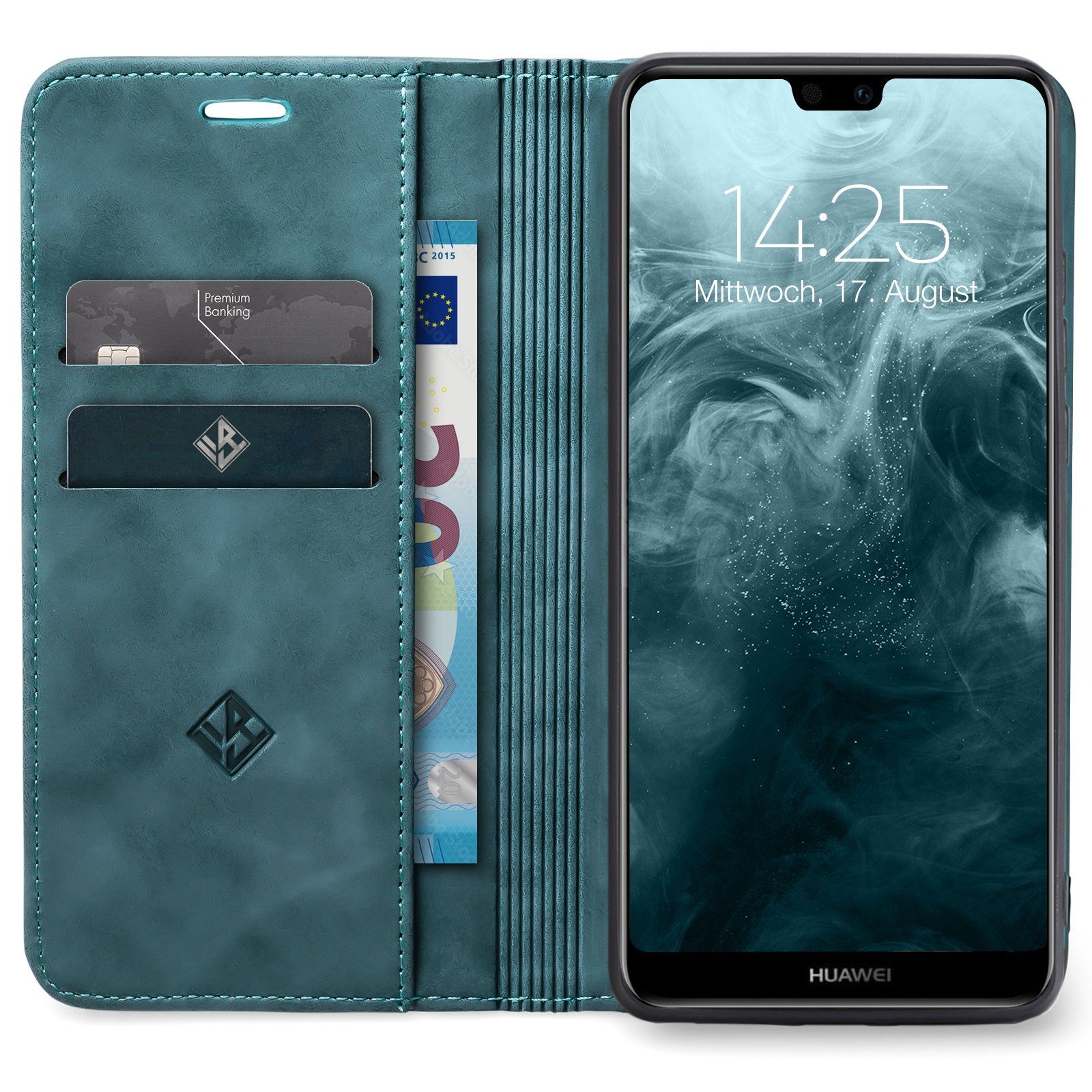 Tec-Expert Handyhülle Tasche Hülle für Huawei P20 Lite 5.84 Zoll, 5.84, Cover Klapphülle Case mit Kartenfach Fliphülle aufstellbar