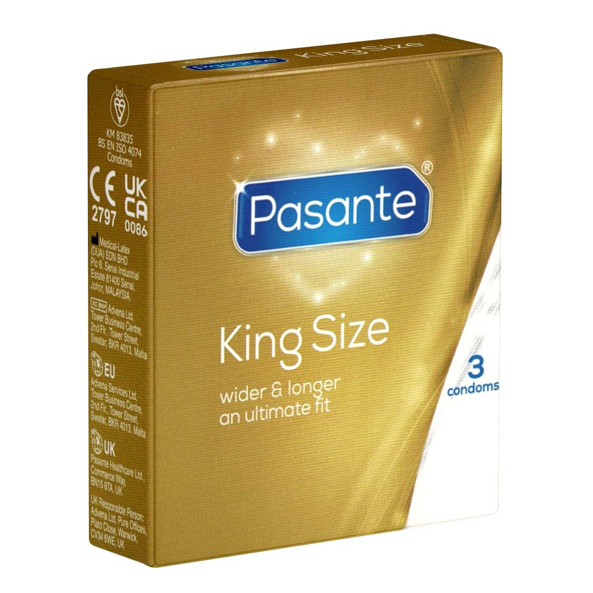 Pasante XXL-Kondome King Size (extra große XXL-Kondome) Packung mit, 3 St., Kondome für Männer, die mehr Platz brauchen