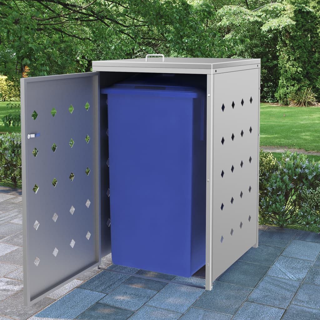 Thumbnail - vidaXL Mülltonnenbox, Mülltonnenverkleidung für 1 Tonne 240 L Edelstahl