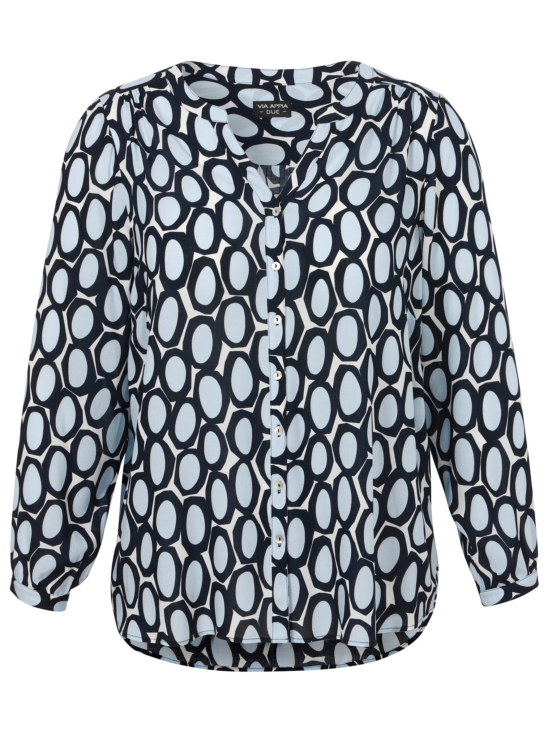 VIA APPIA Langarmbluse Bluse V-Ausschnitt 1/1 Arm Druck günstig online kaufen