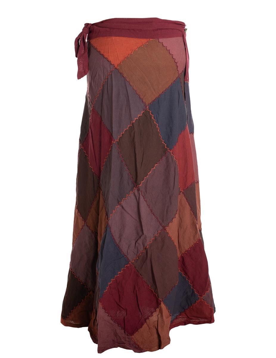 Vishes Wickelrock Langer Patchwork-Rock Wickel-Rock Wickel-Kleid Karos Ethno, Hippie, Boho, Gipsy Style