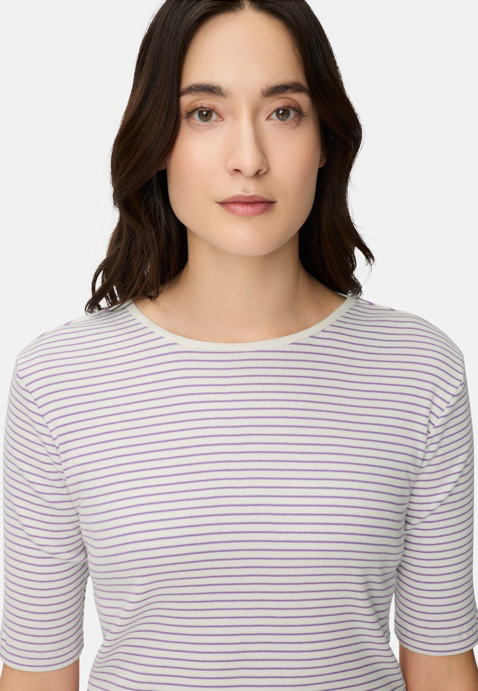 camel active T-Shirt Gestreiftes Rundhals T-Shirt aus reiner Baumwolle