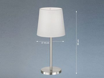 easy! BY FHL LED Nachttischlampe, LED wechselbar, Warmweiß, kleine Design-klassiker mit Stoff Lampenschirm Weiß, Höhe 30cm