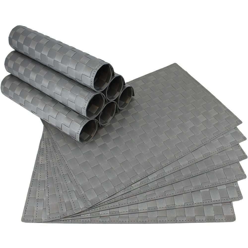 matches21 HOME & HOBBY Platzset Tischset MODERN hellgrau grau Tischunterlage als Tischdeko, (12-St), modernes Esstisch Platzdeckchen als abwaschbarer Tischuntersetzer