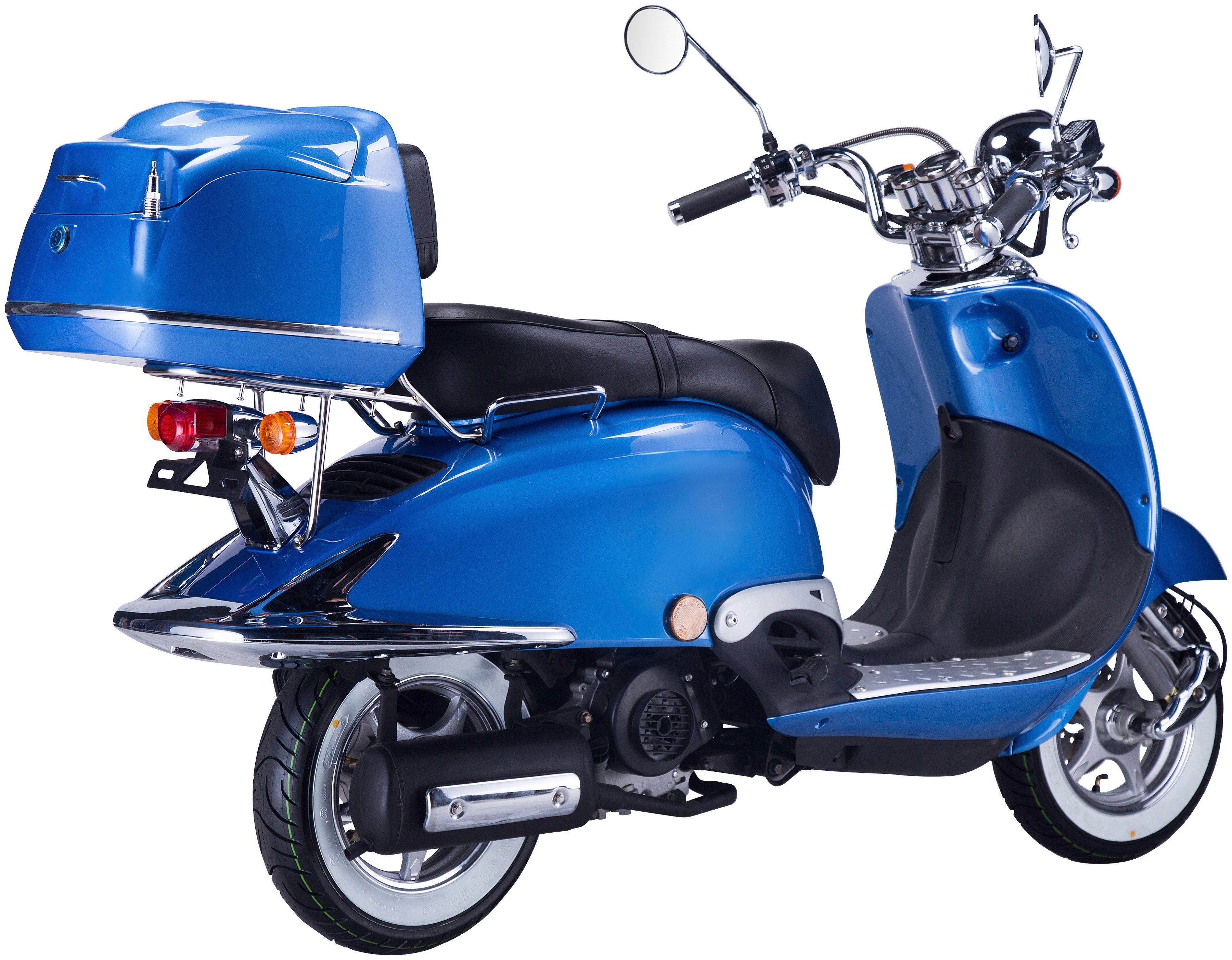 mit ccm, Strada, km/h, Euro UNION Motorroller (Set), 85 blau 125 5, Topcase GT