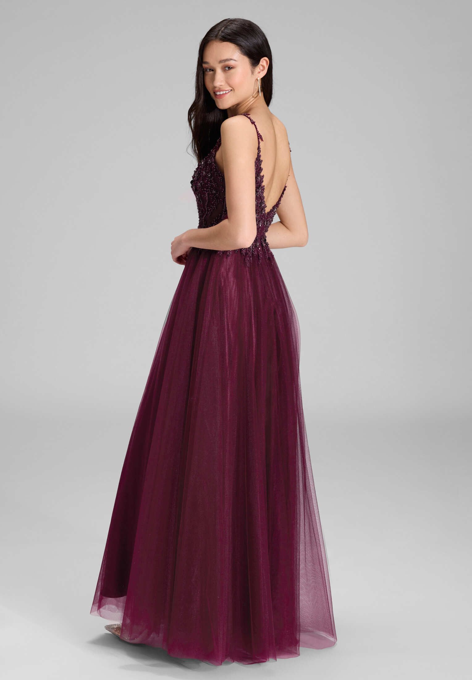 Hey Kyla Abendkleid - Ausgestelltes Tüllkleid mit Stickerei Taillierter Sch günstig online kaufen