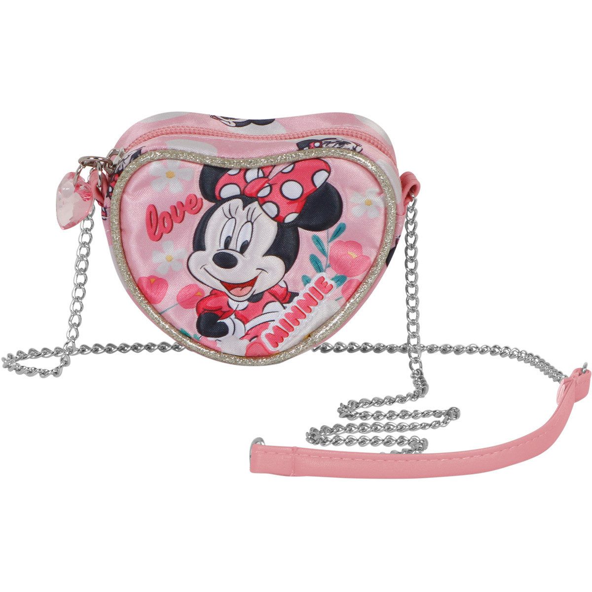 Disney Umhängetasche Minnie Mouse Garden-Mini Heart Unisex Kinder, Handtasche, Shopper, Crossbody Bag, Schultertasche, Hobo Bag
