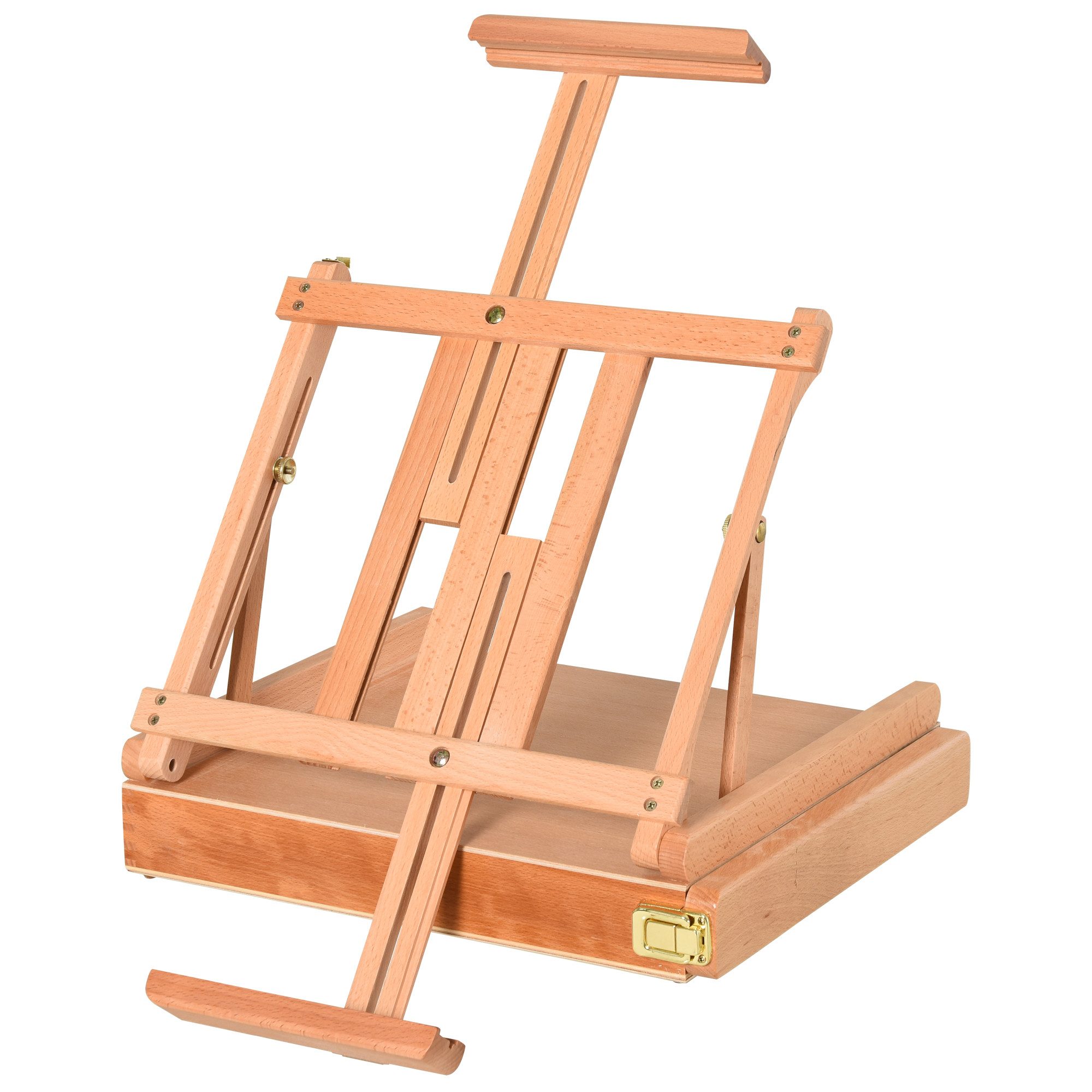 Vinsetto Staffelei Atelierstaffelei Winkelverstellbar Faltbar mit Schublade, Natur 42 x 36 x 12,5 cm