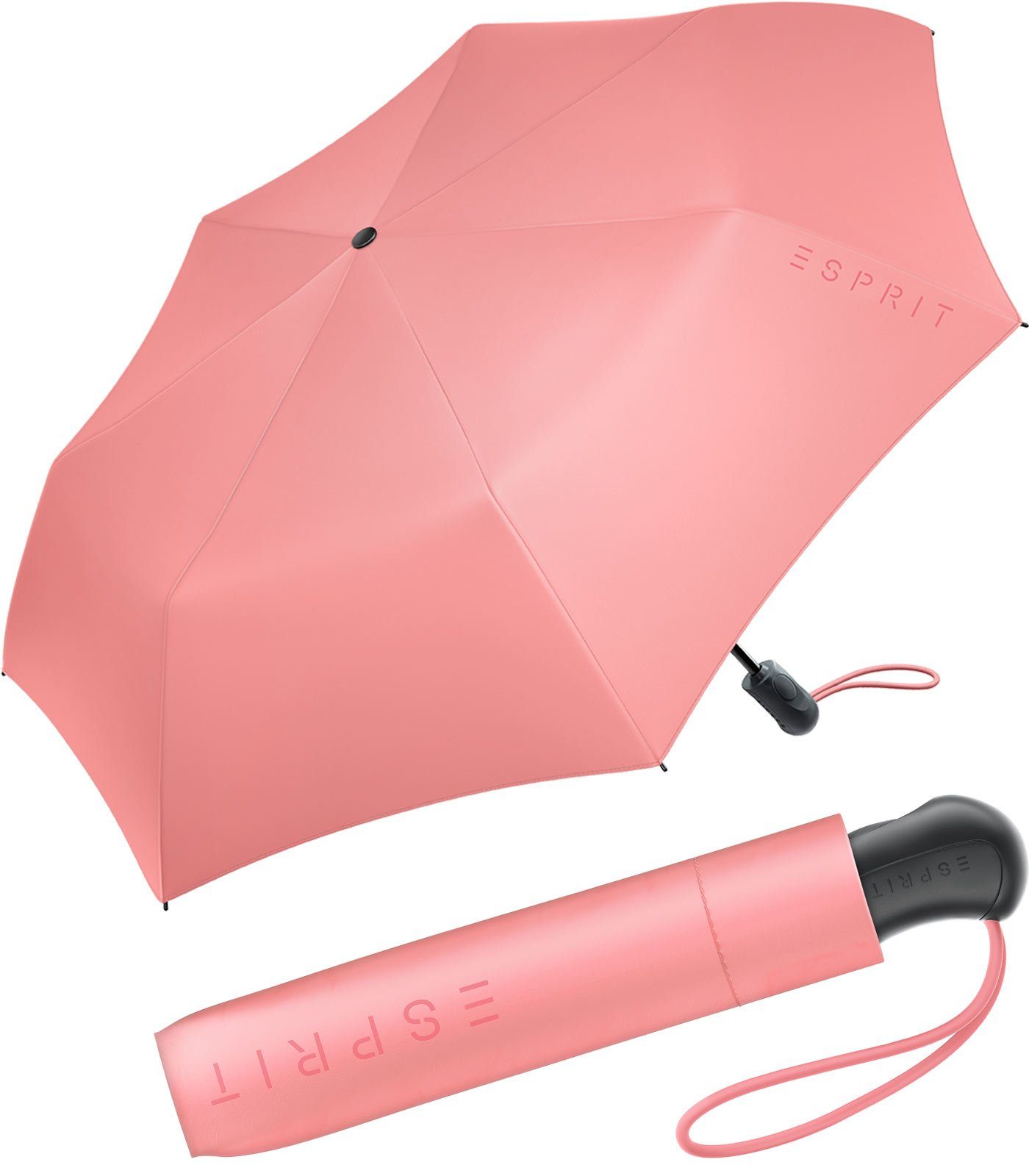 Esprit Taschenregenschirm Damen Easymatic Light Auf-Zu Automatik FJ 2022, stabil und praktisch, in den neuen Trendfarben koralle