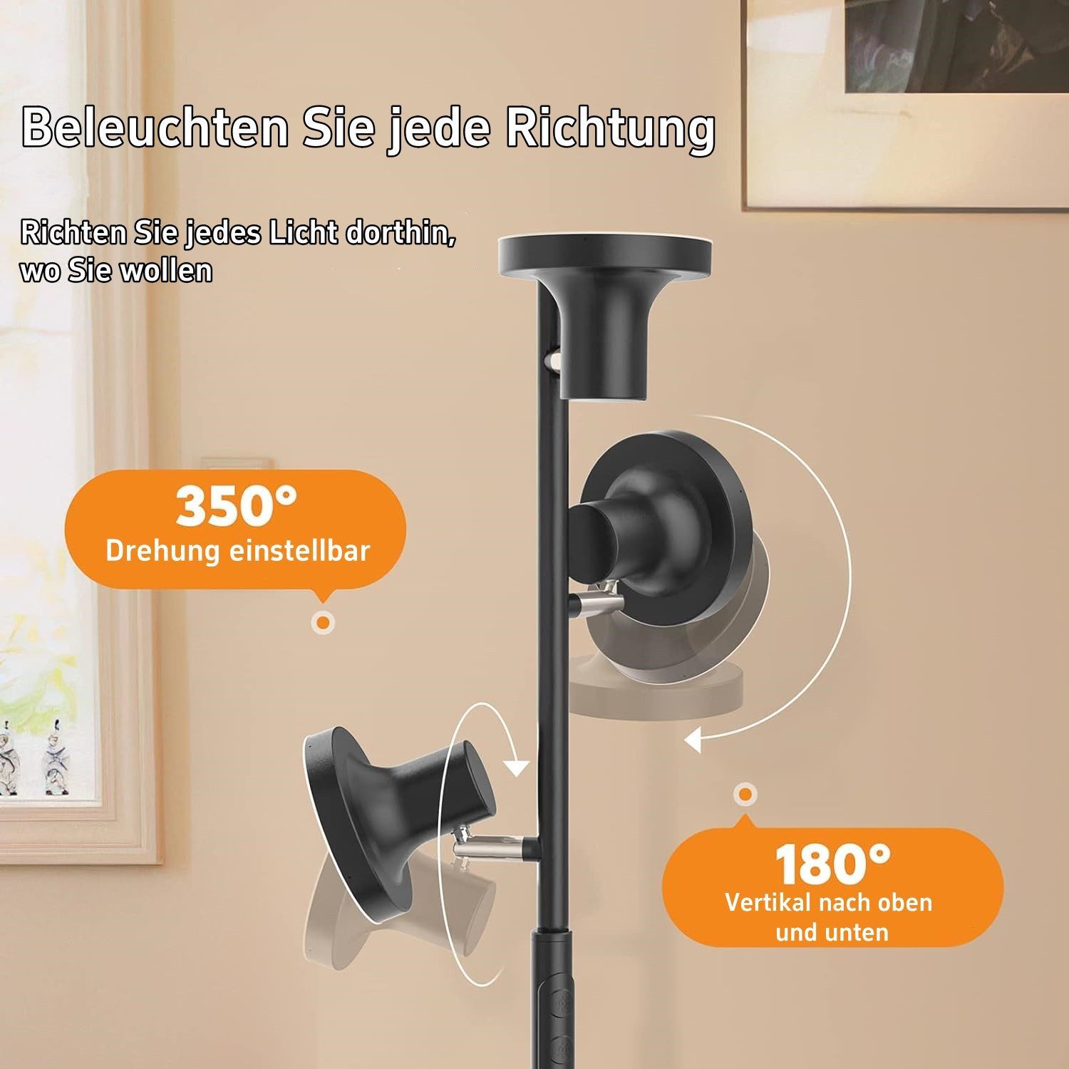 Novostella LED Stehlampe 36W 3 Köpfen LED Stehleuchte Sofalamp 1,75m Stehlampe, LED fest integriert, Tageslichtweiß, Warmweiß, LED Stehlampe – Bild 5 von 5