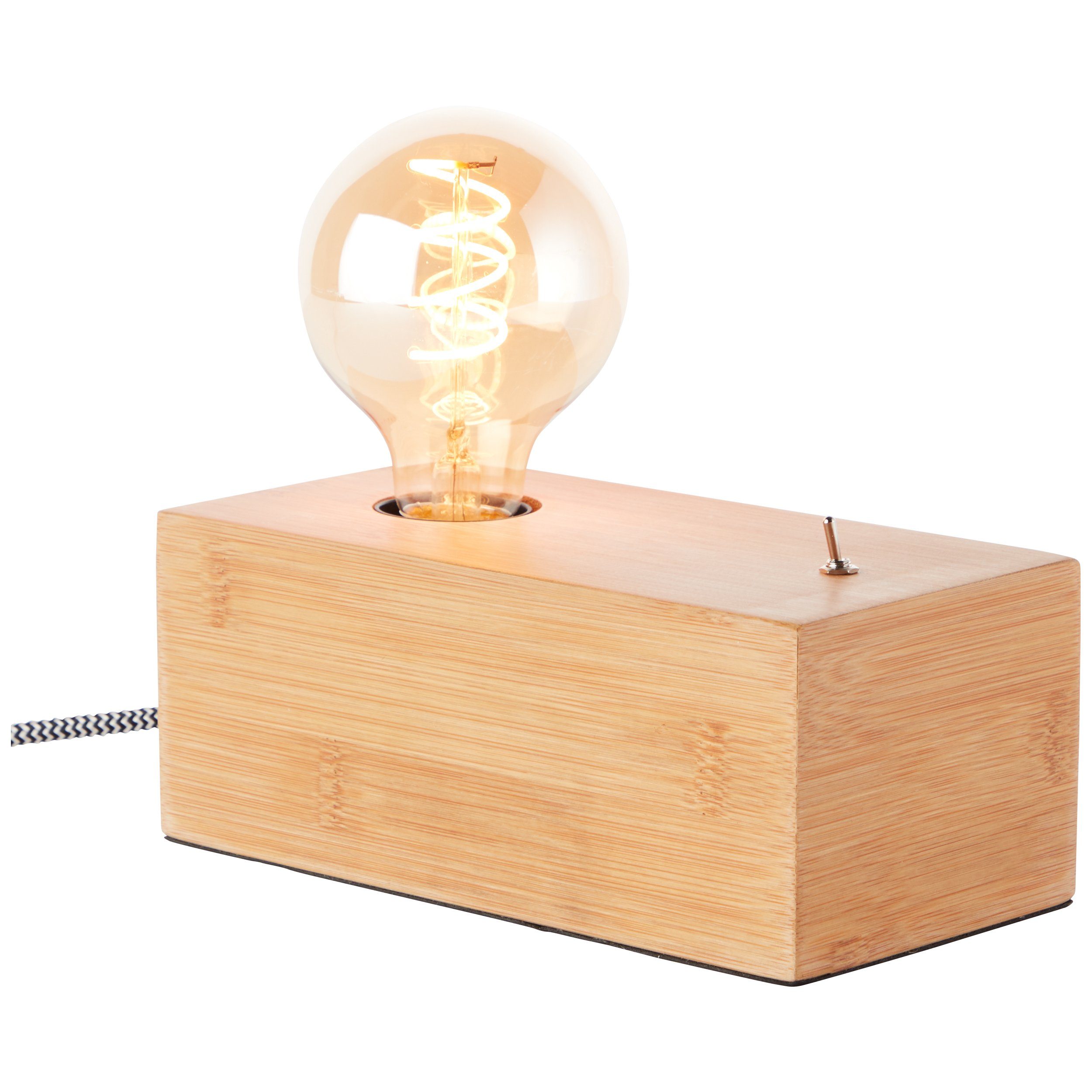 Lightbox Tischleuchte, 40 cm Tischlampe, max. 10 ohne Bambus/Holz x 20x Leuchtmittel, Höhe, 8 E27, Schalter, W